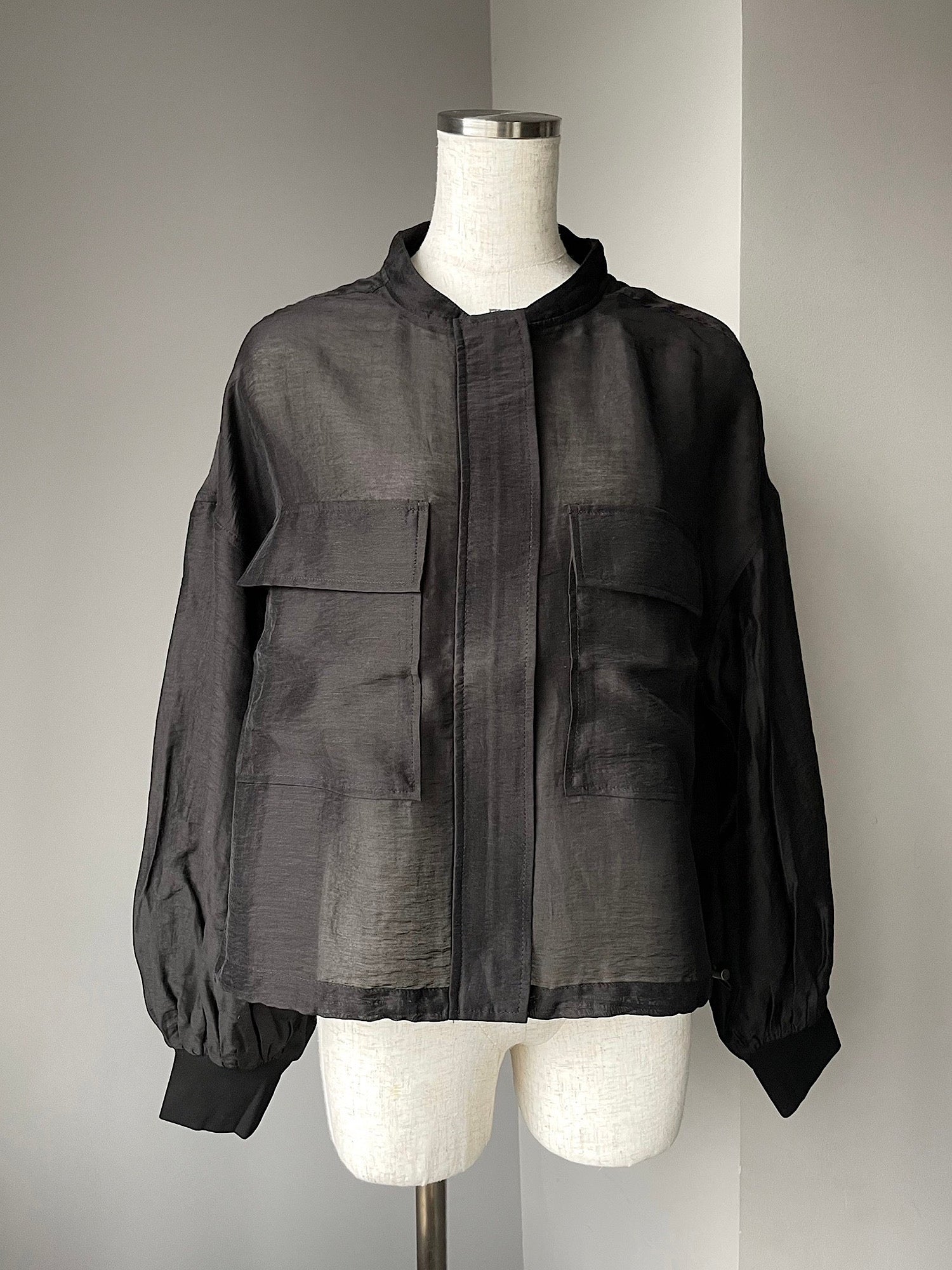 Linen sheer short blouson