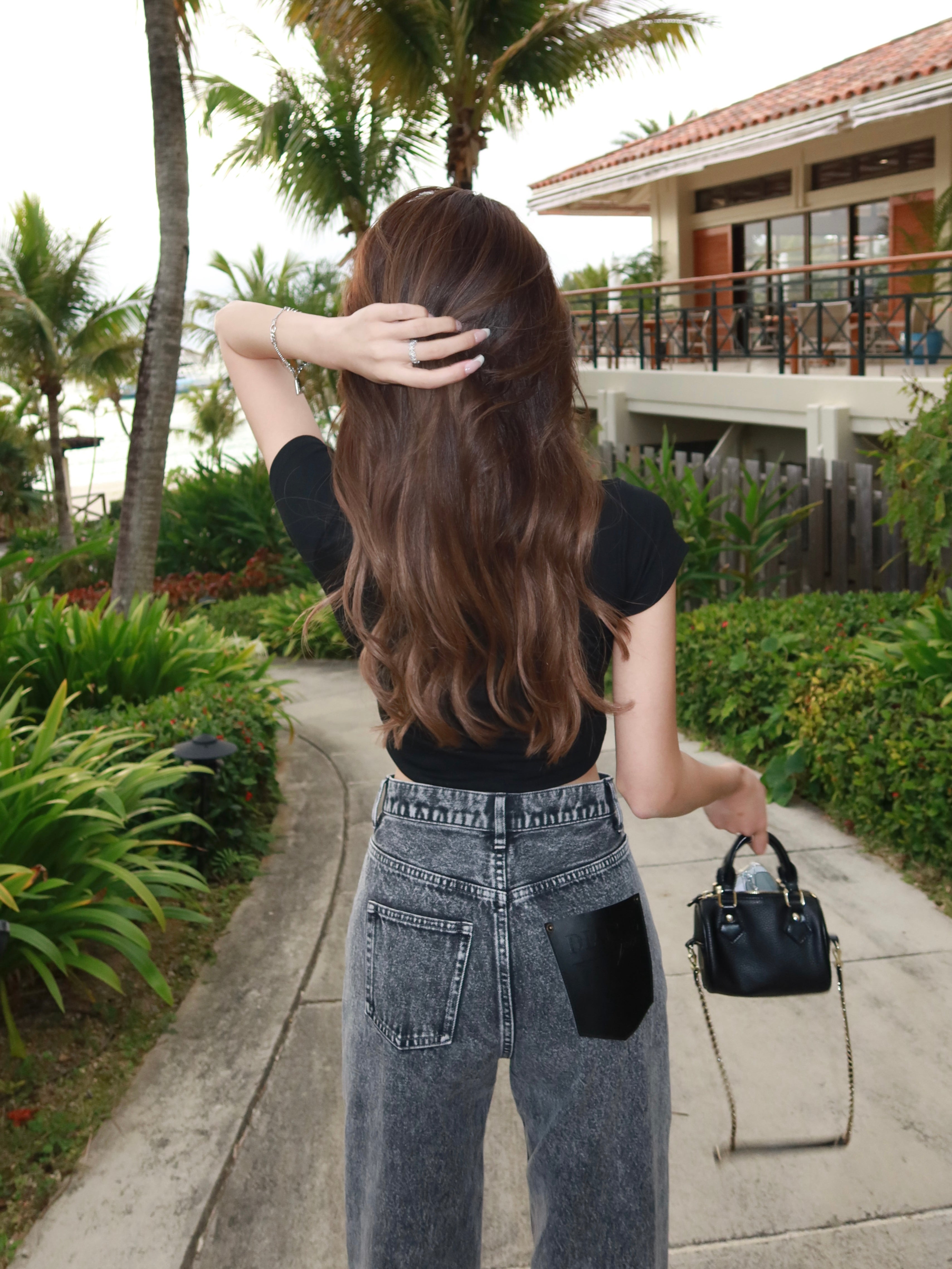 Curve pattern loose fit denim