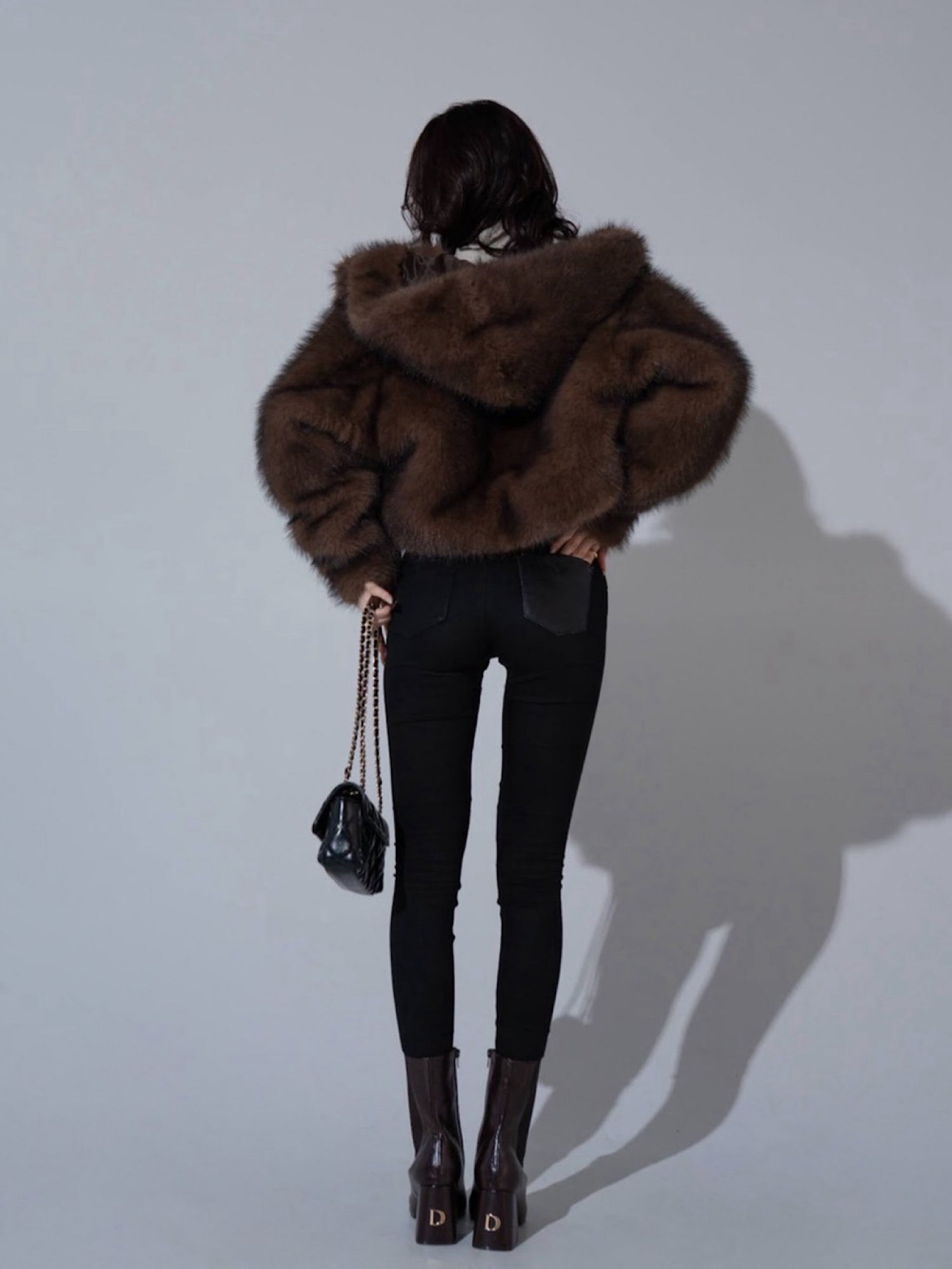 Premium eco fur hoodie coat