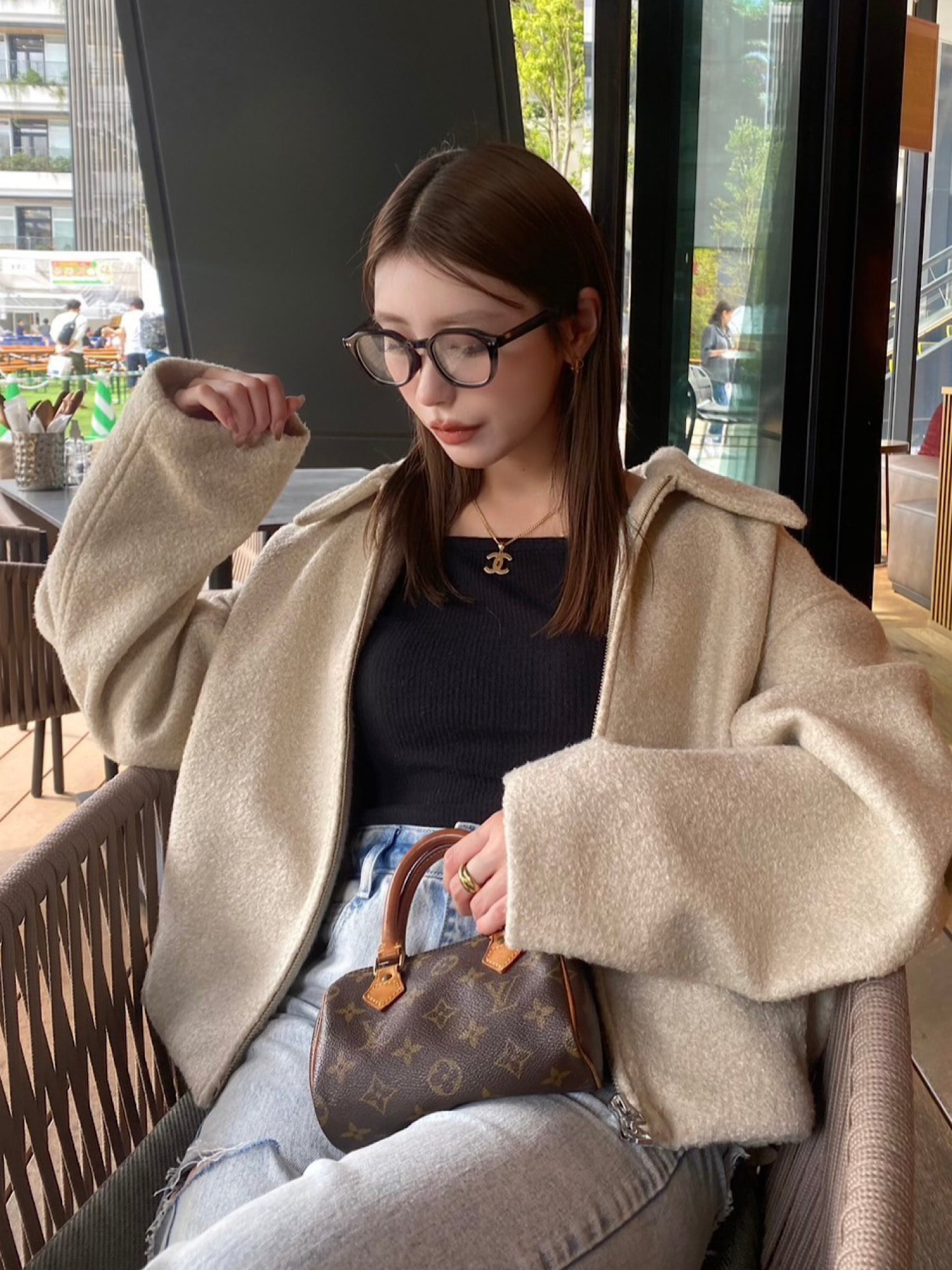 Shaggy wool short blouson