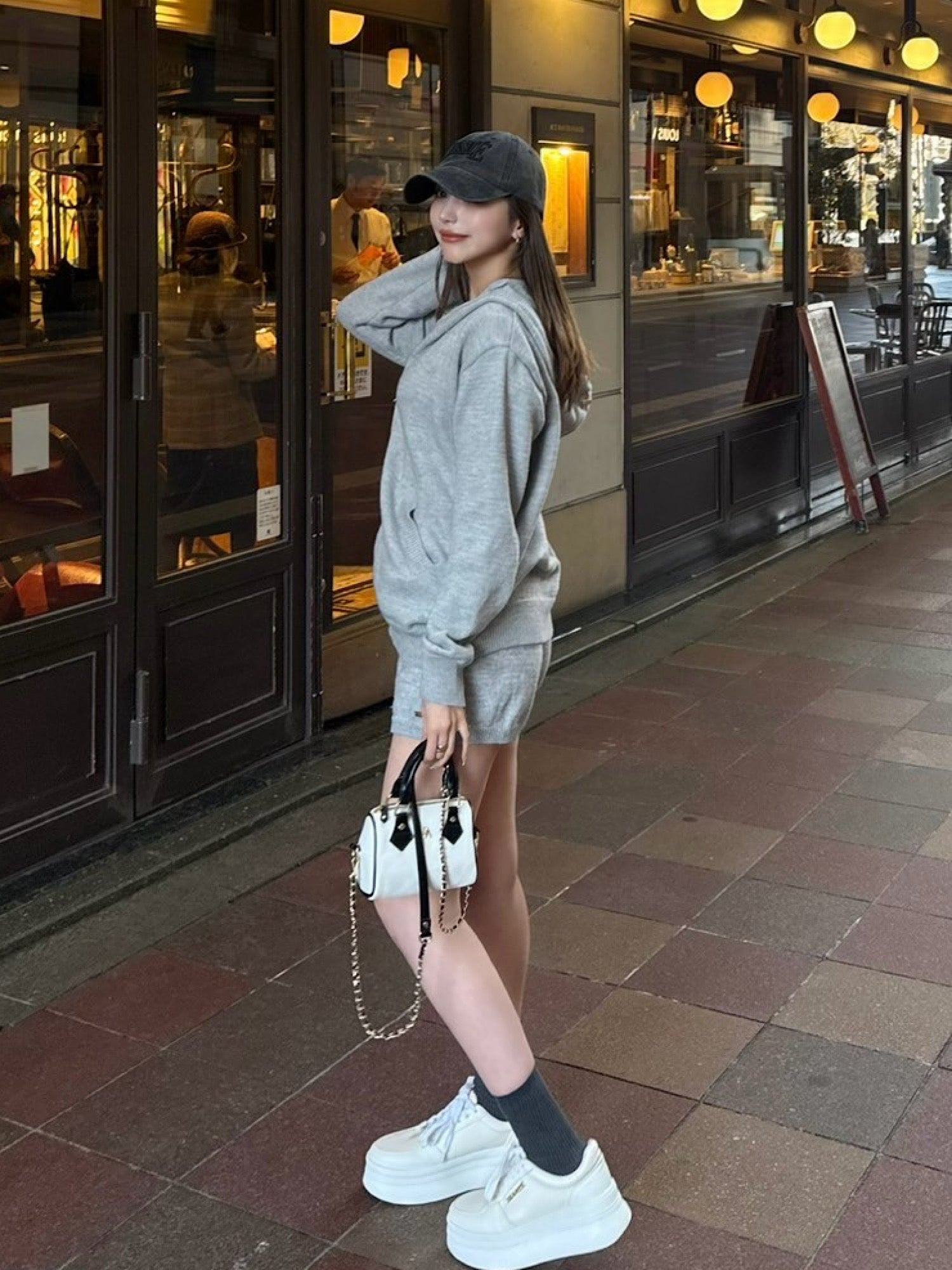 Knit foodie×shorts set up