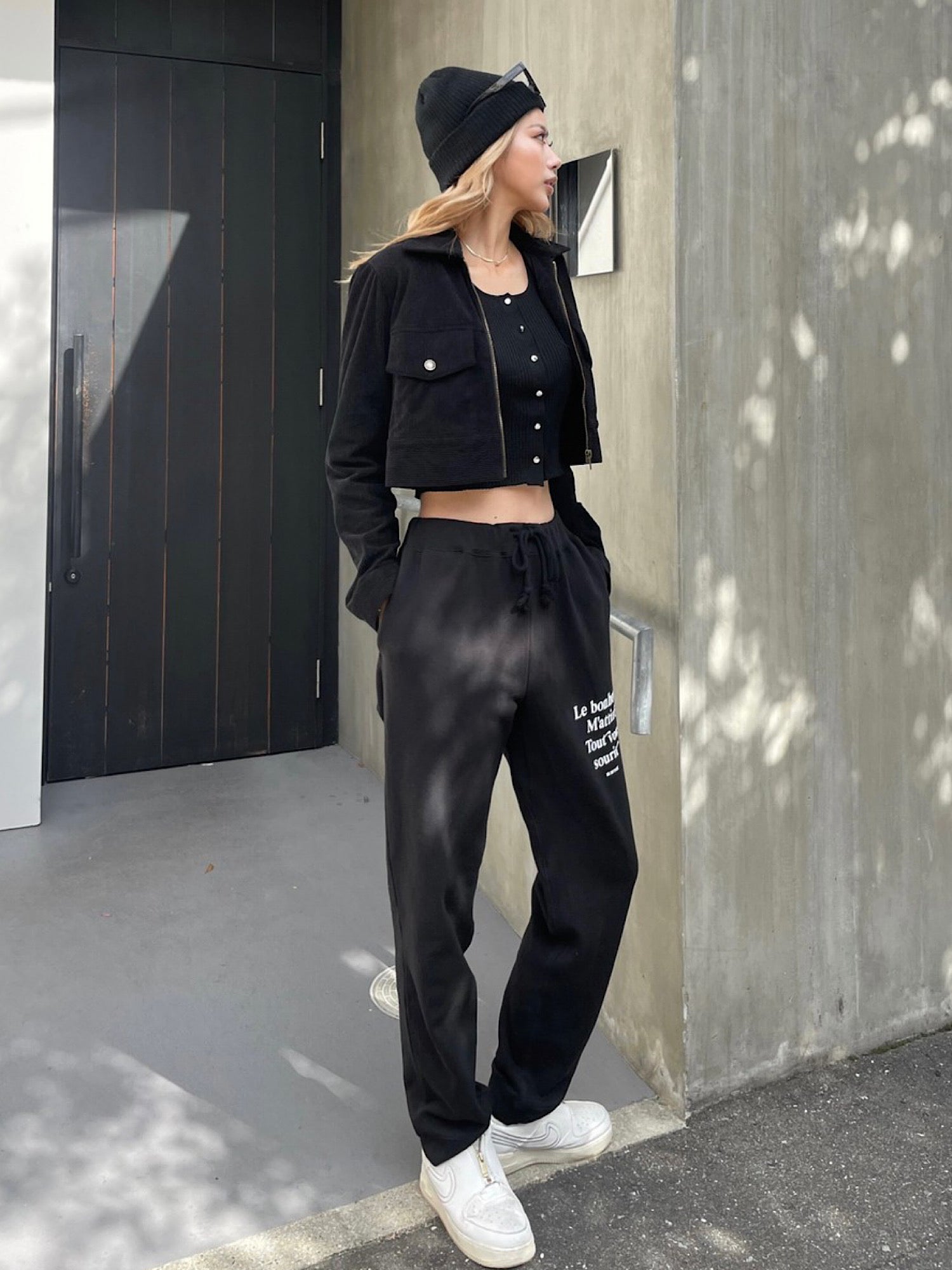 Message print sweat pants