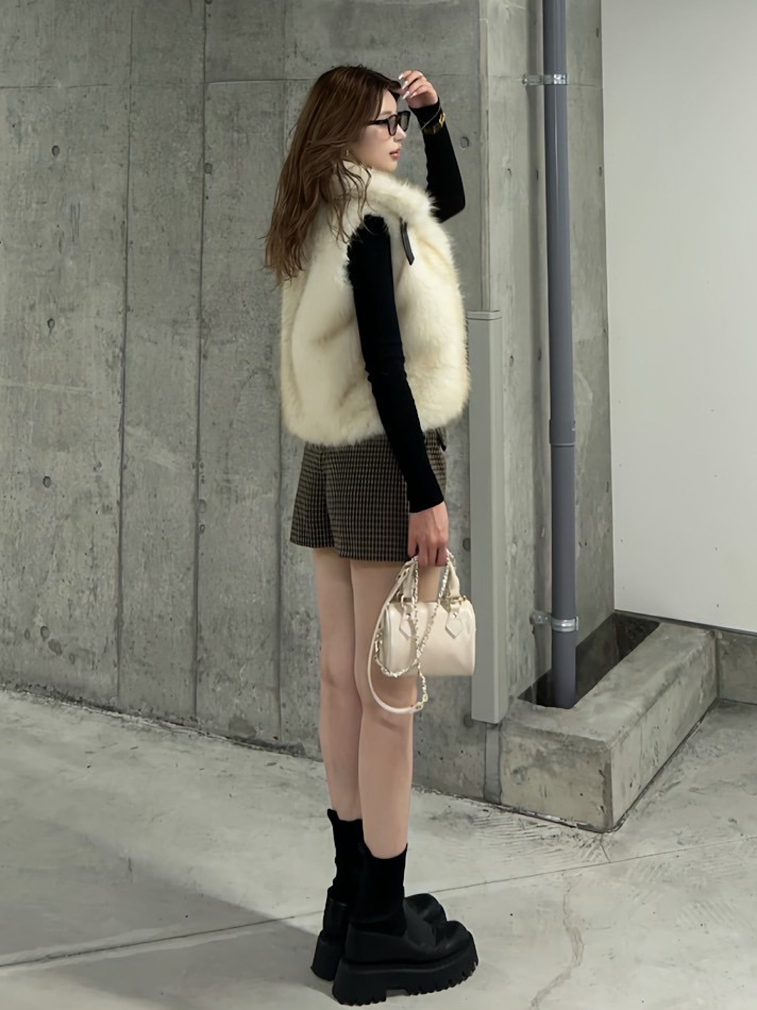 【予約】Premium eco fur belted vest(11月上旬〜中旬発送予定)