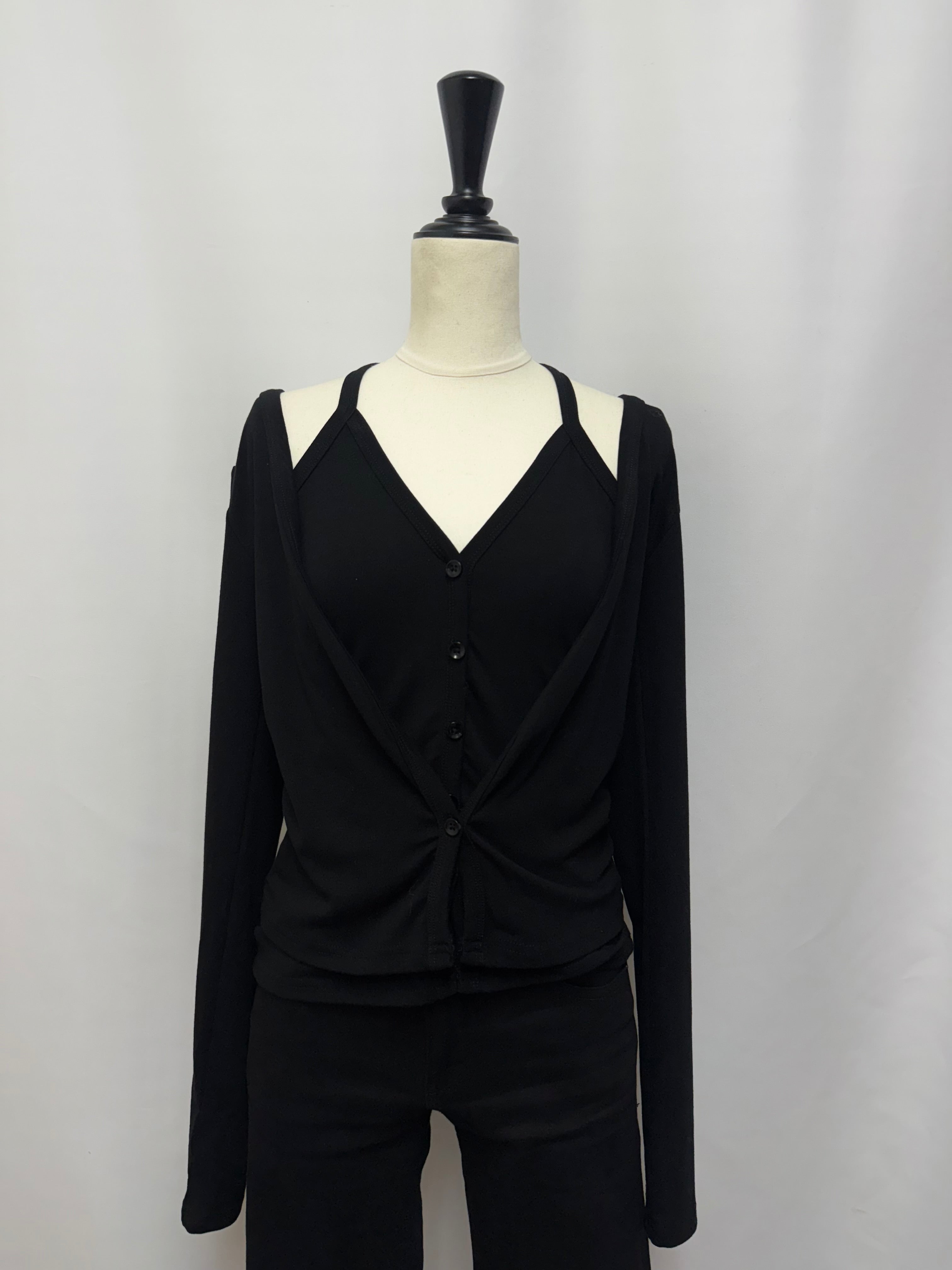 【予約】Cardigan docking halter neck tops(3月中旬〜下旬発送予定)