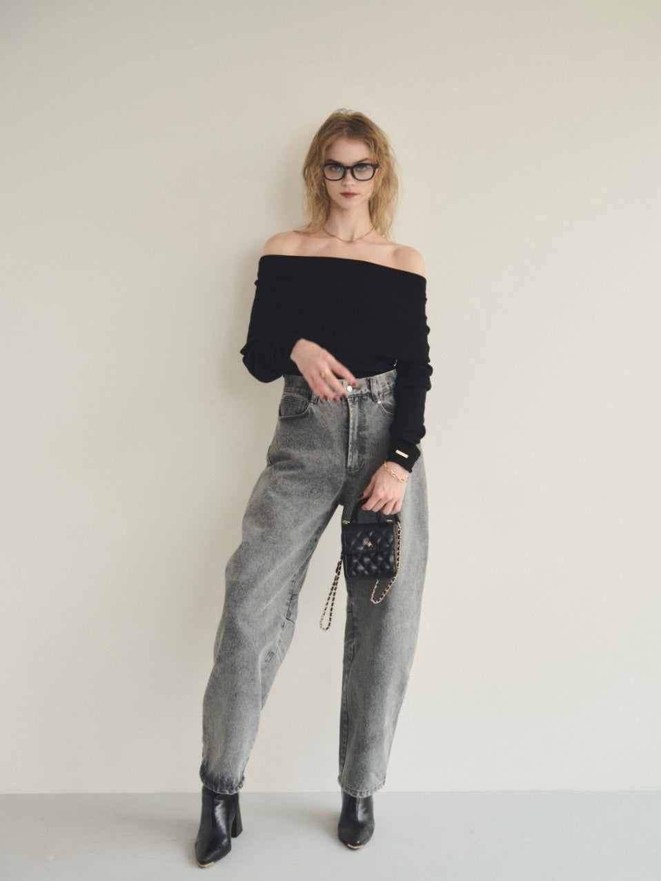 Loose flap off shoulder knit