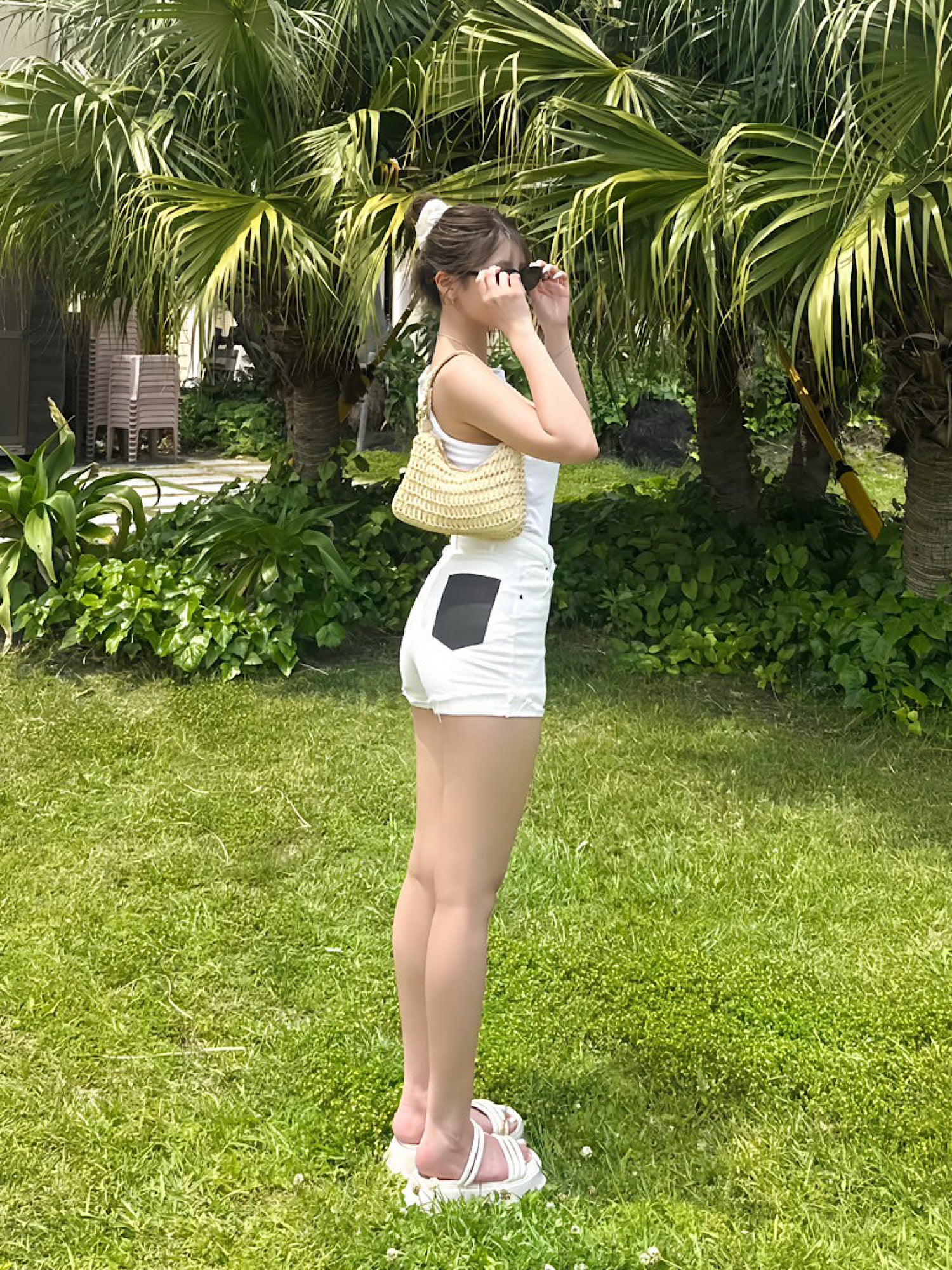 Waist design denim shorts