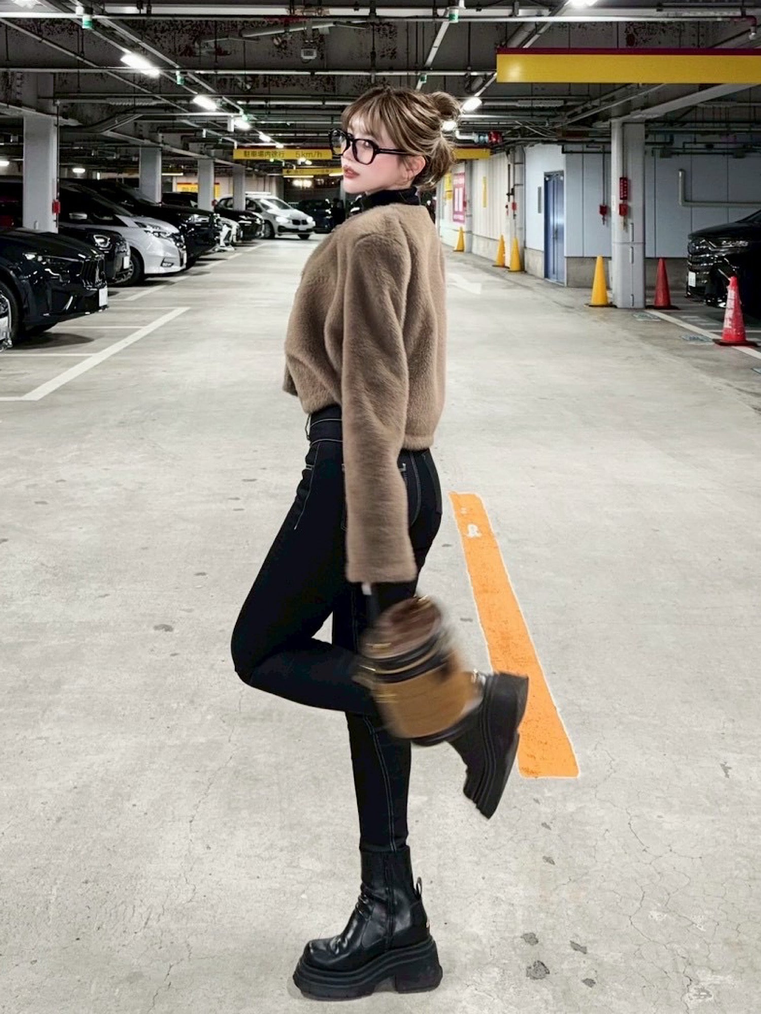 High waist layered skinny denim(BLK S5月下旬発送予定)
