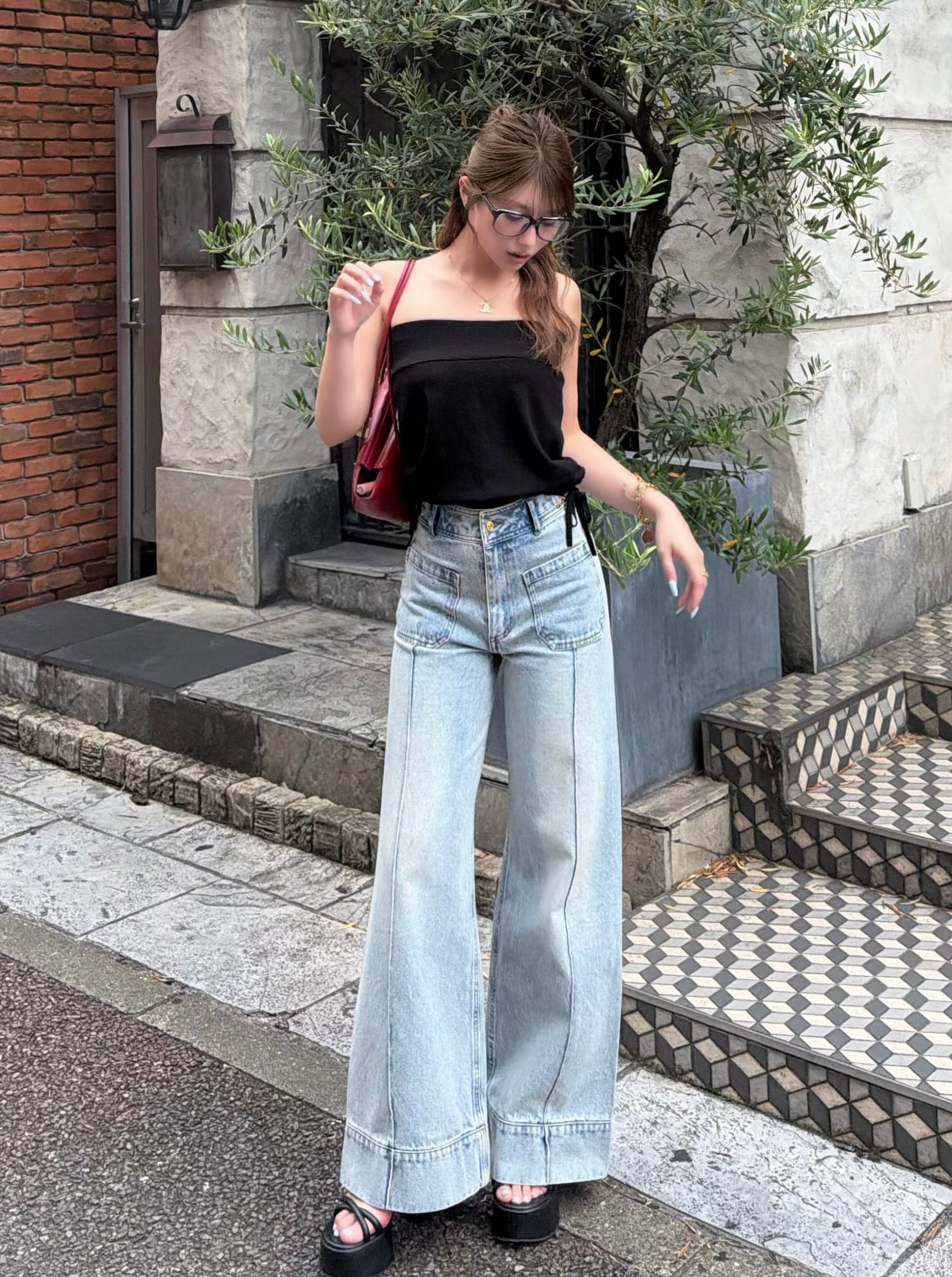 【予約】Bulky knit bare top(SETUP着用可)(8月上旬〜下旬発送予定)