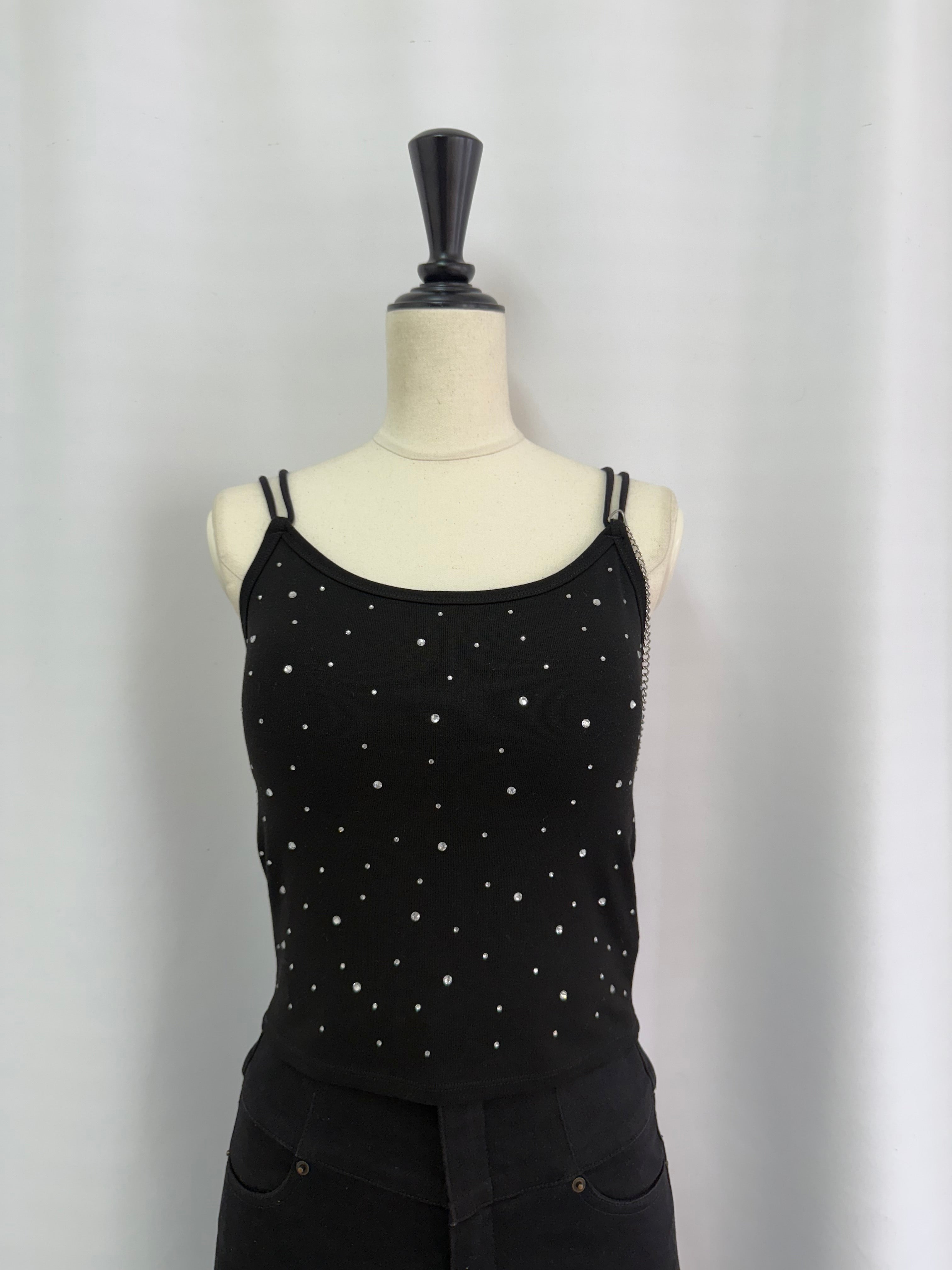 Rhinestone dot camisole with inner bra