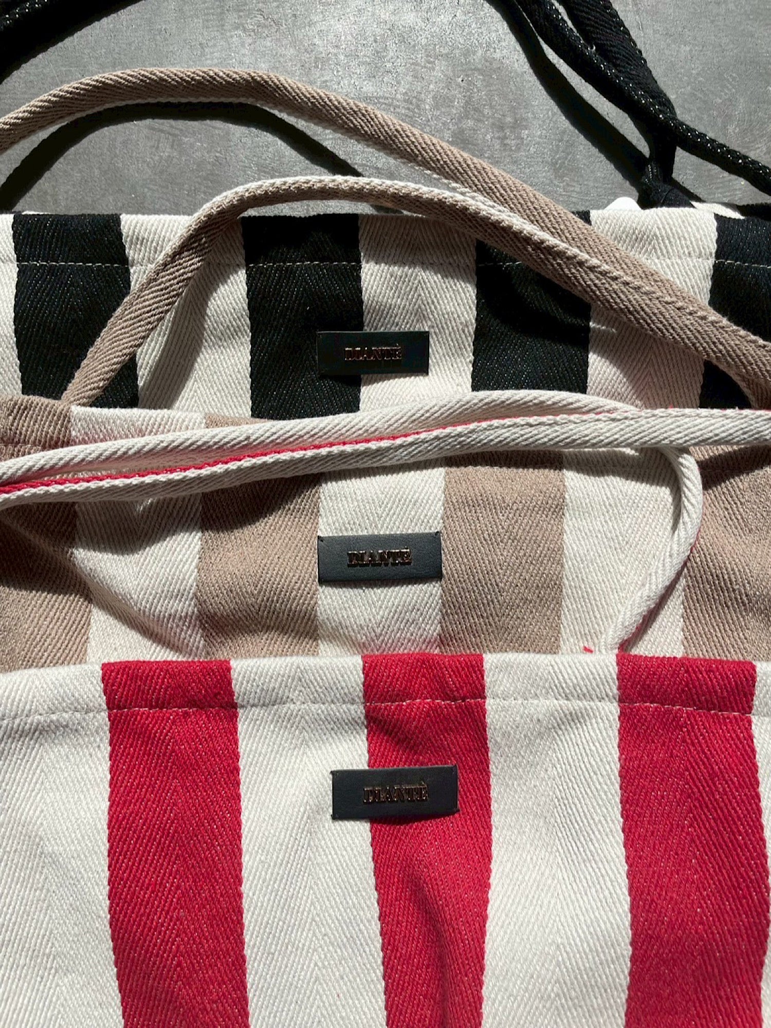 Stripe hemp tote bag