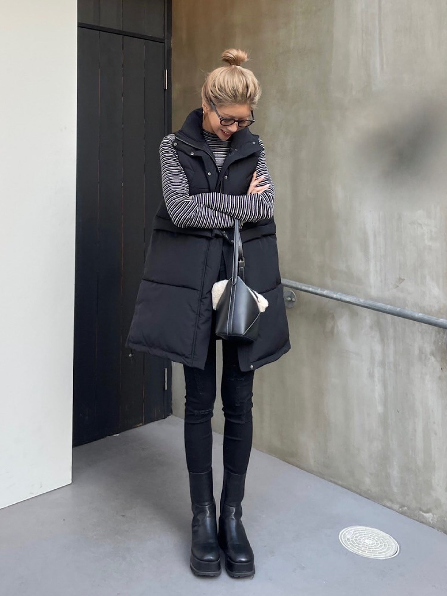 High waist crash skinny denim