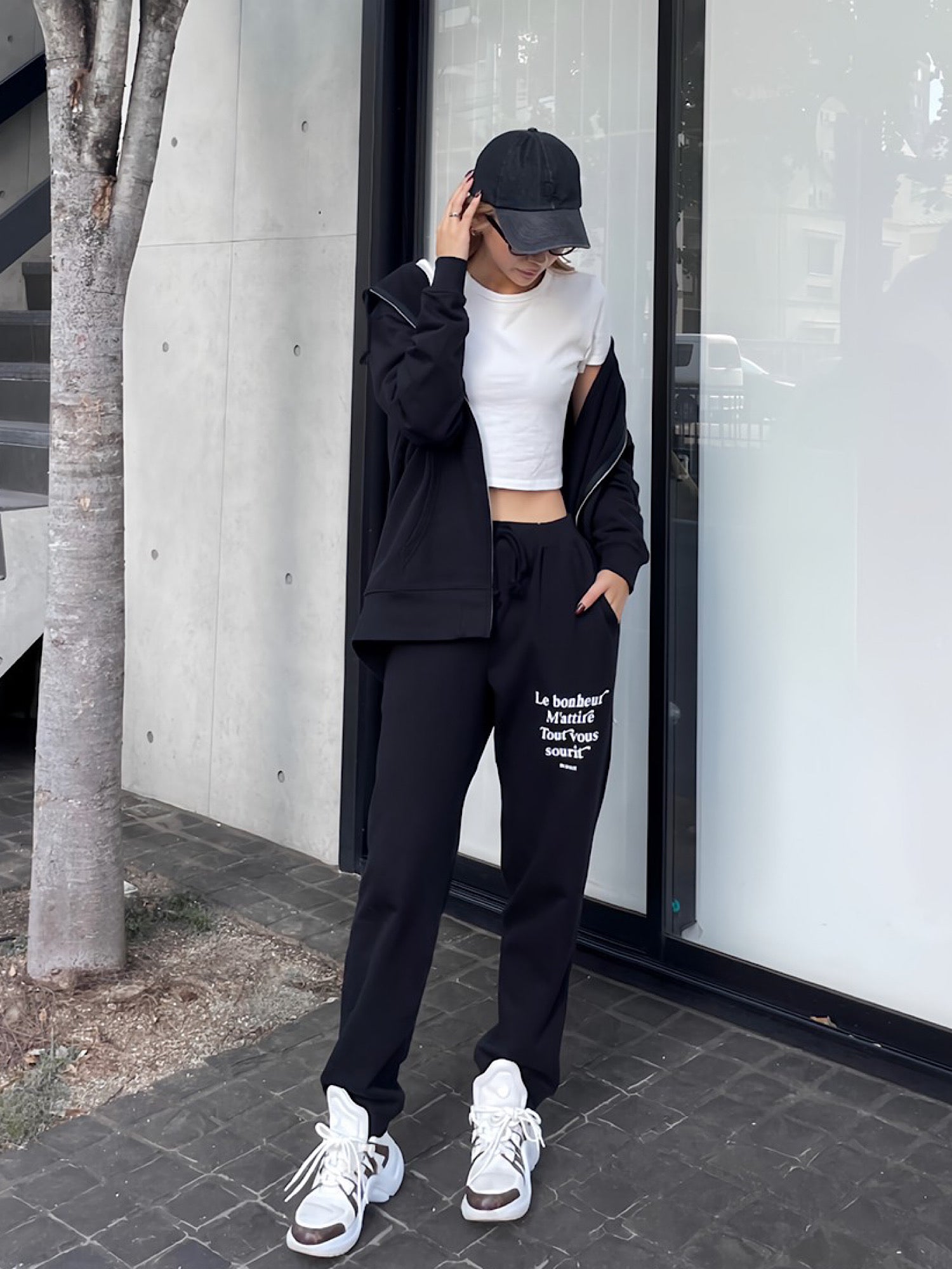 Message print sweat pants