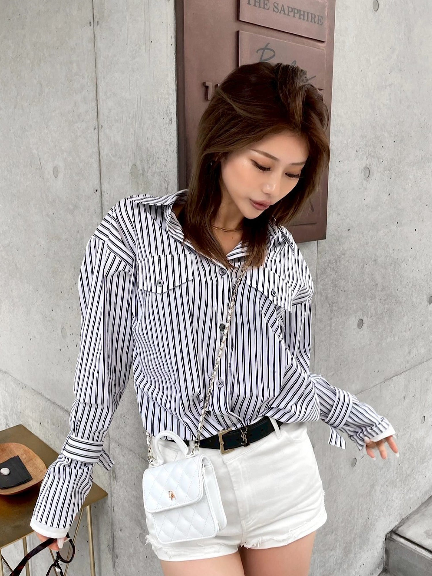 Waist design denim shorts