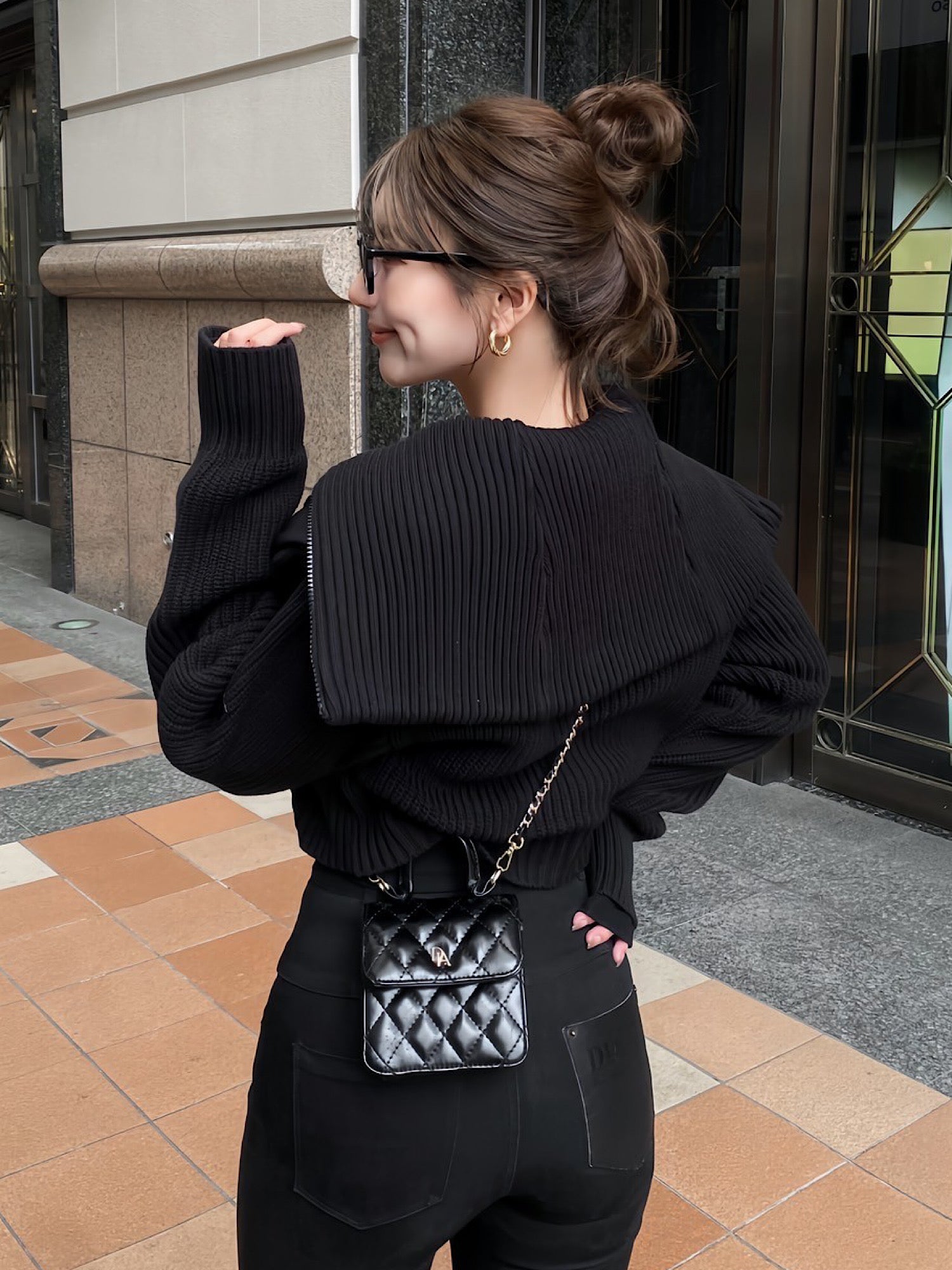 Quilted leather logo mini bag