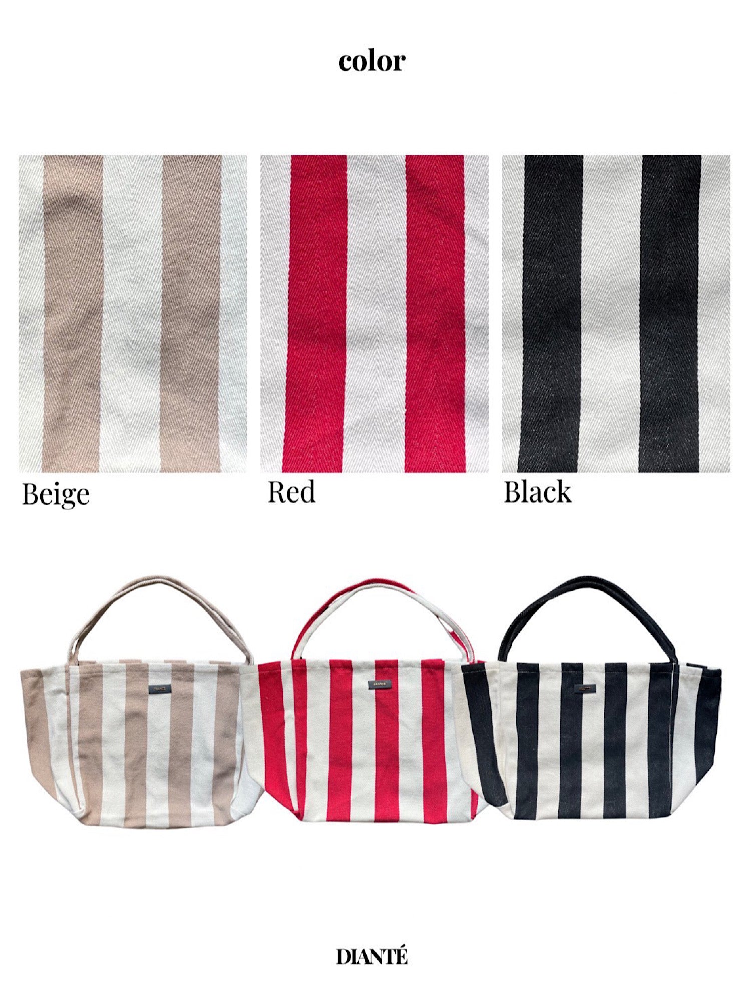 Stripe hemp tote bag