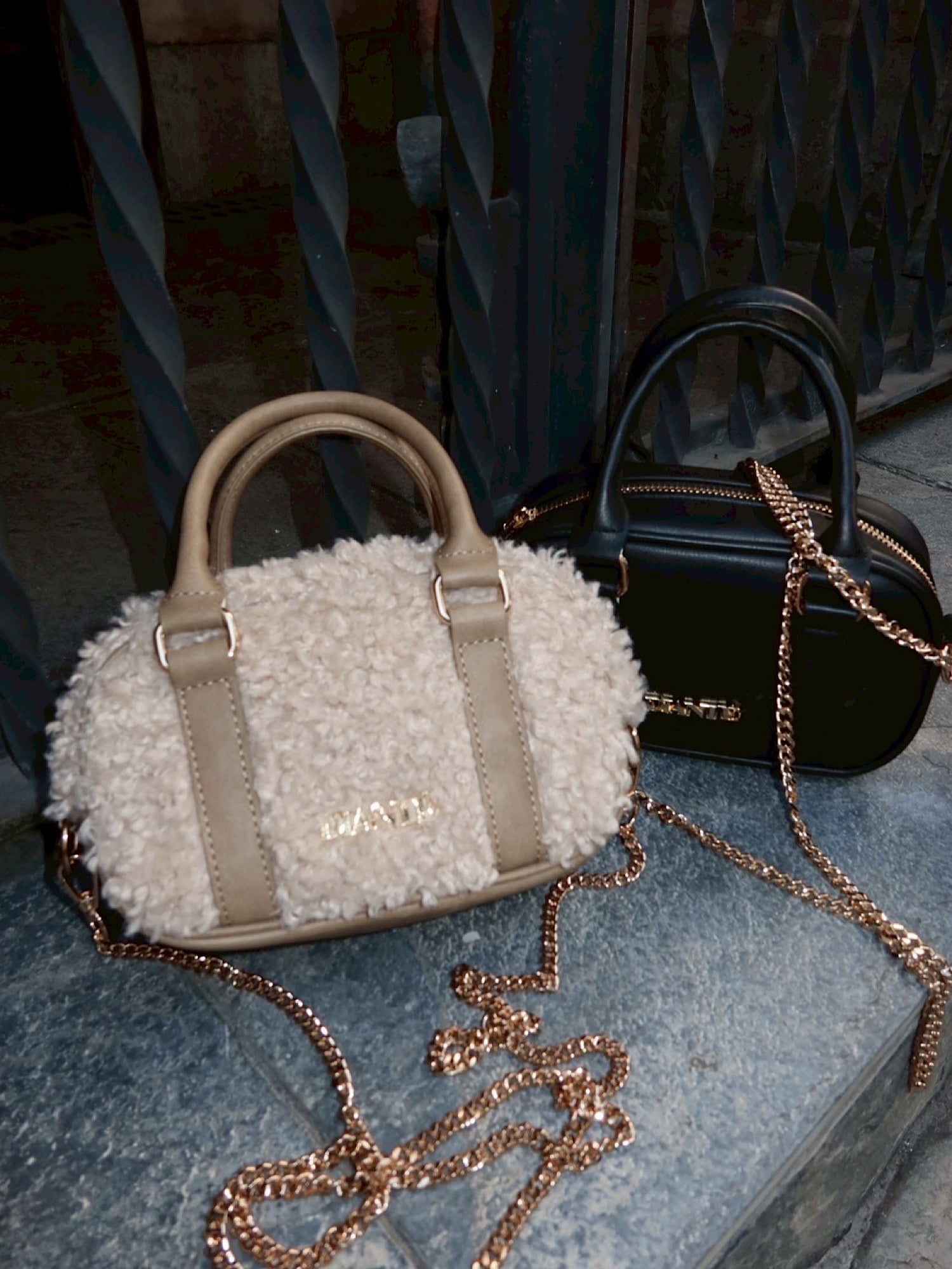 Gold chain logo mini bag