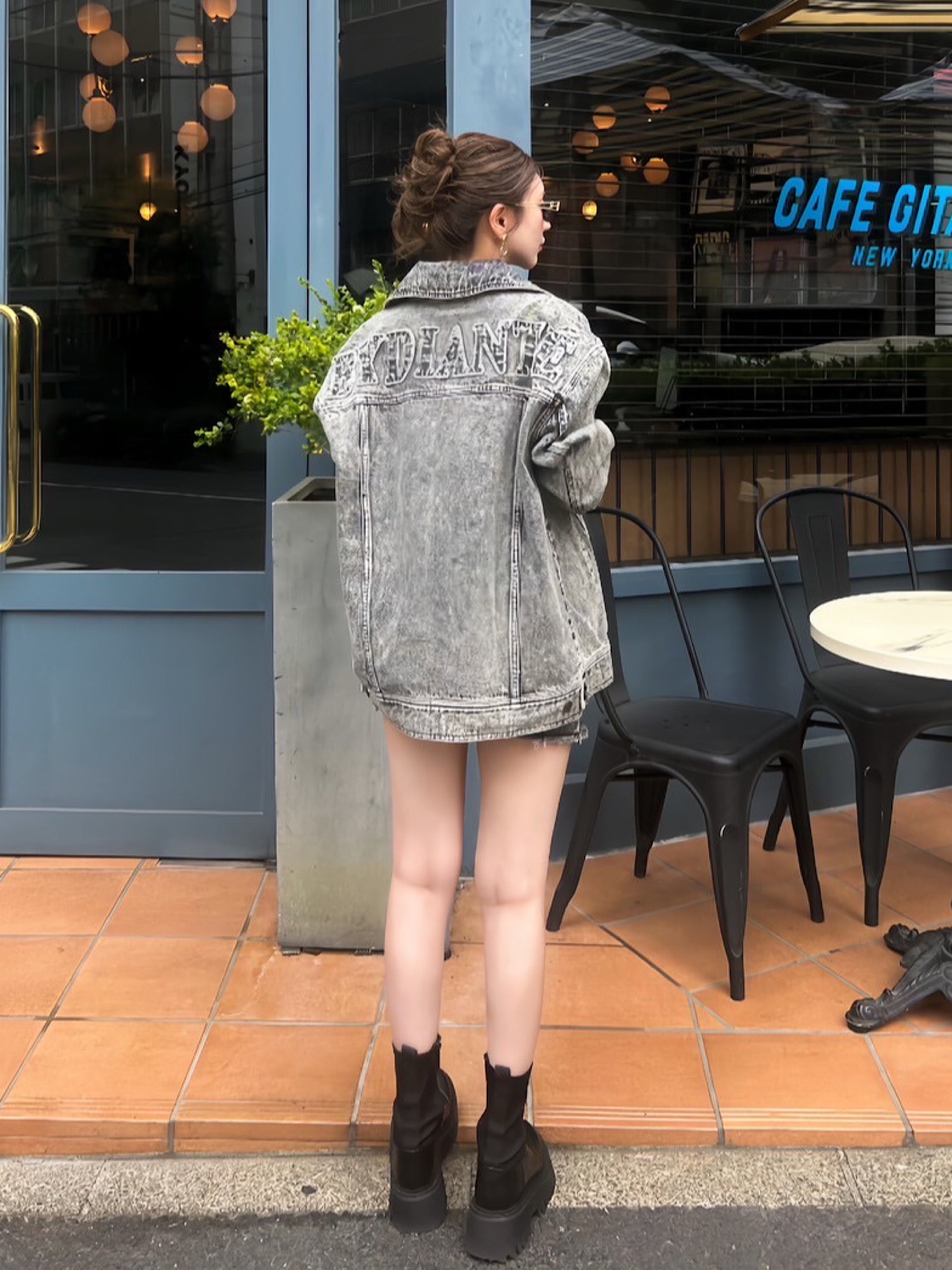 Chemical wash denim jacket(SET UP着用可)