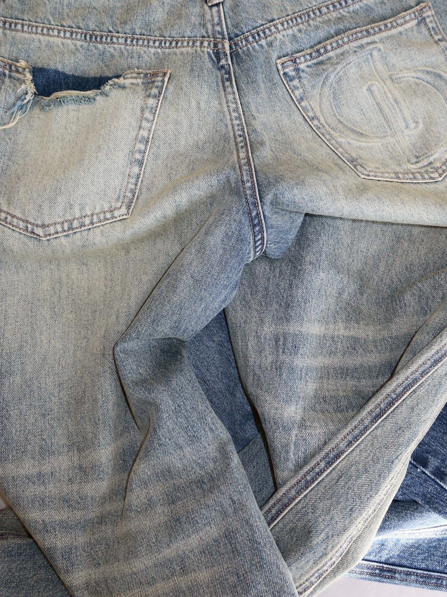Waist layered loose denim