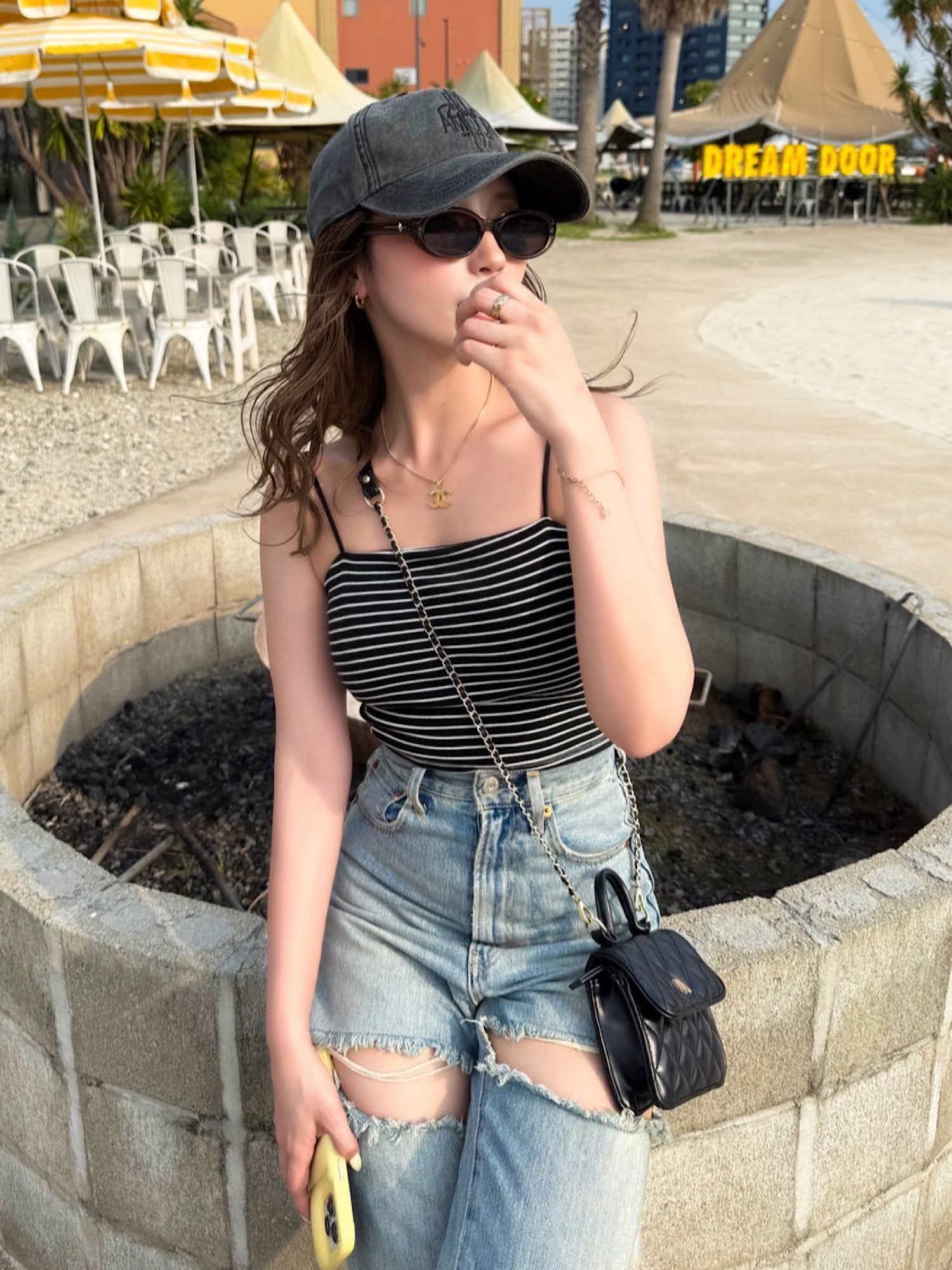 Quilted leather logo mini bag