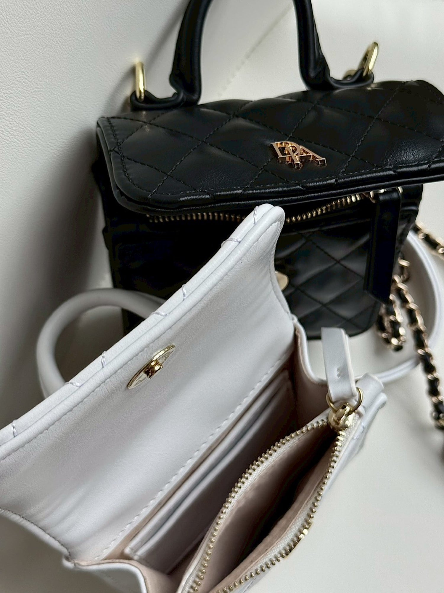 Quilted leather logo mini bag