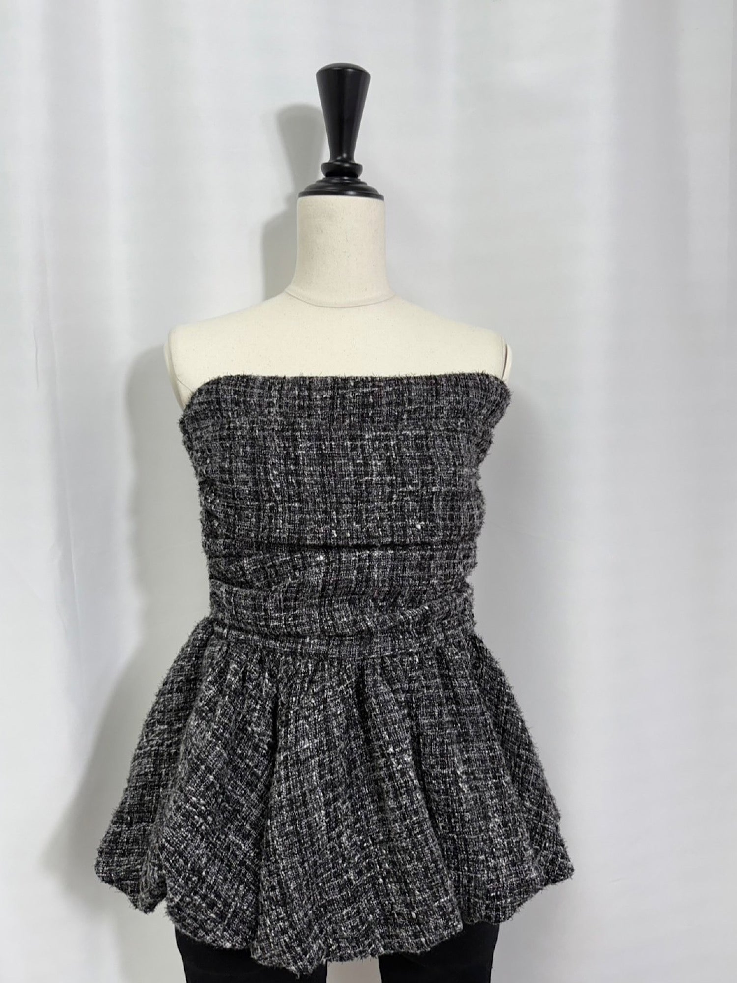 Classic tweed peplum baretop(SET UP着用可)