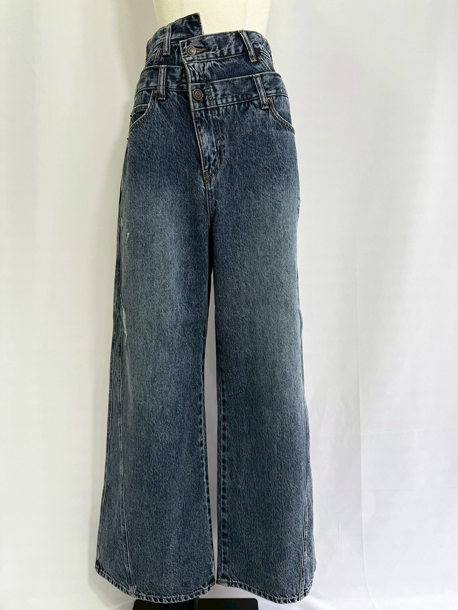 Waist layered loose denim