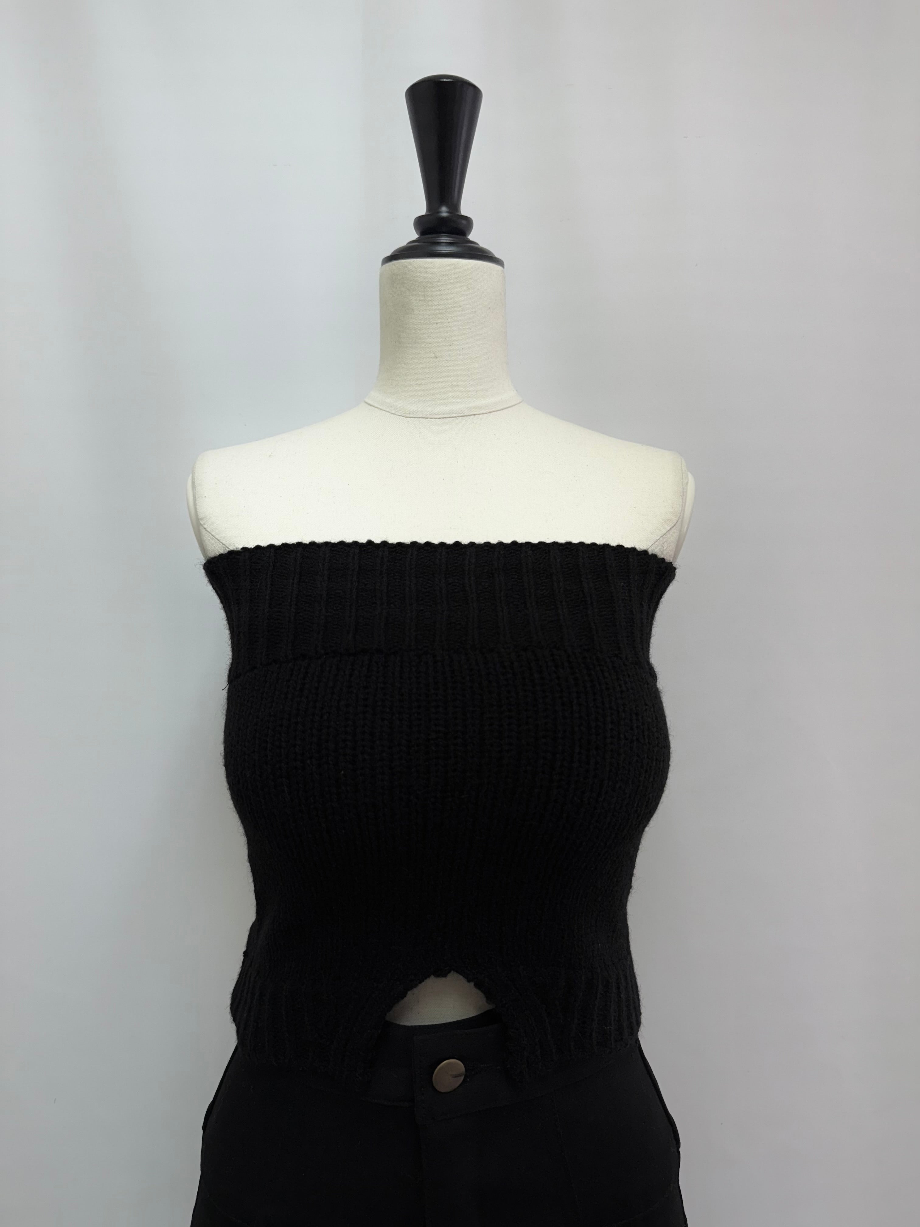 Big collar cardigan×bare top with inner bra