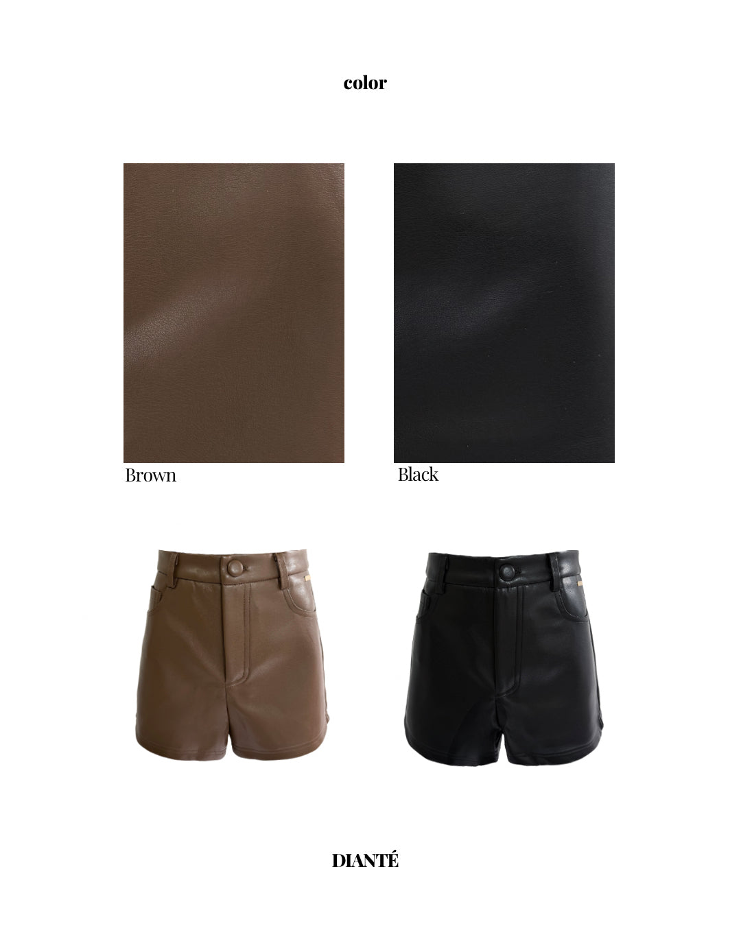 Eco leather minimal shorts
