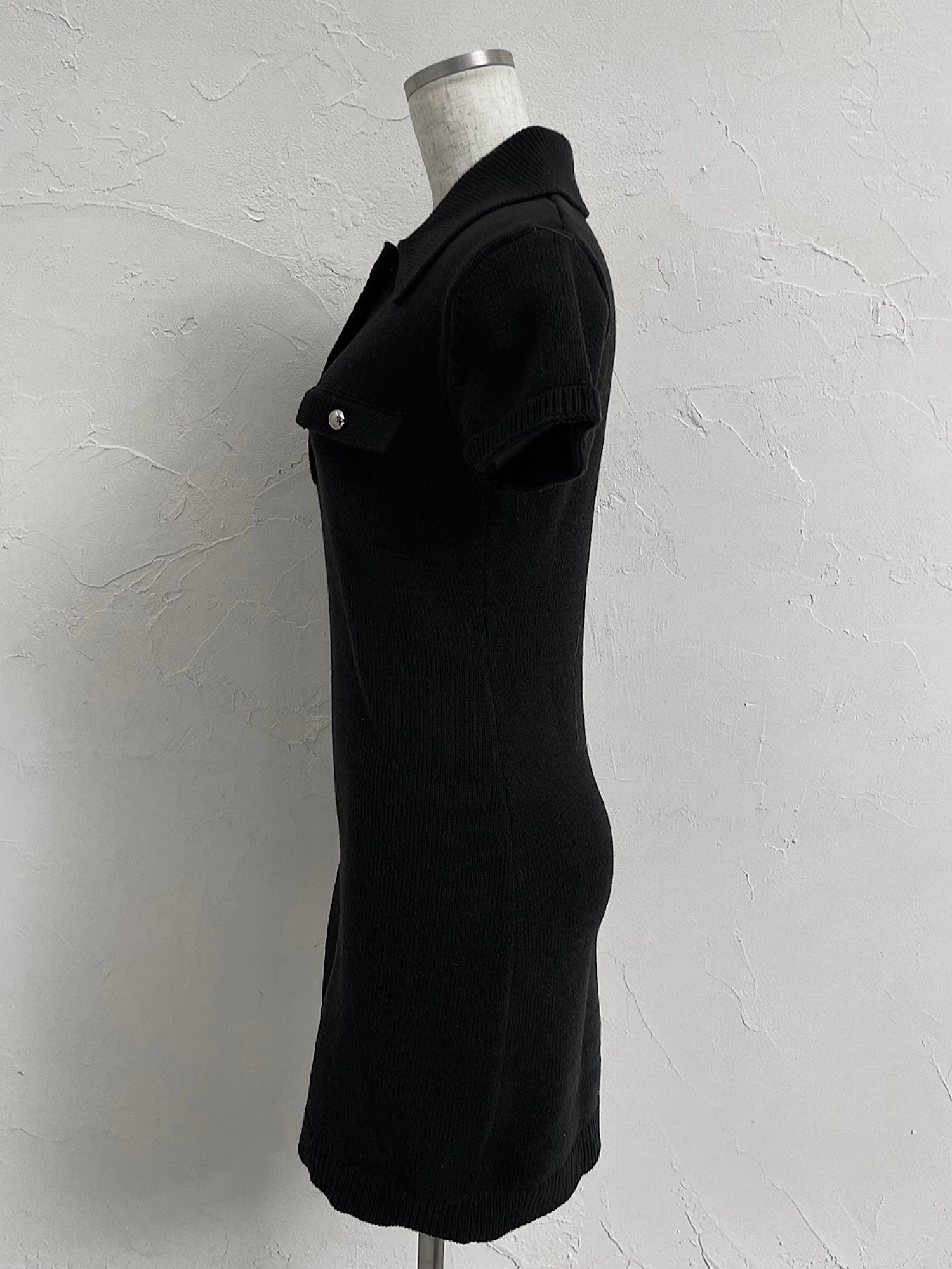 Metal button knit mini dress