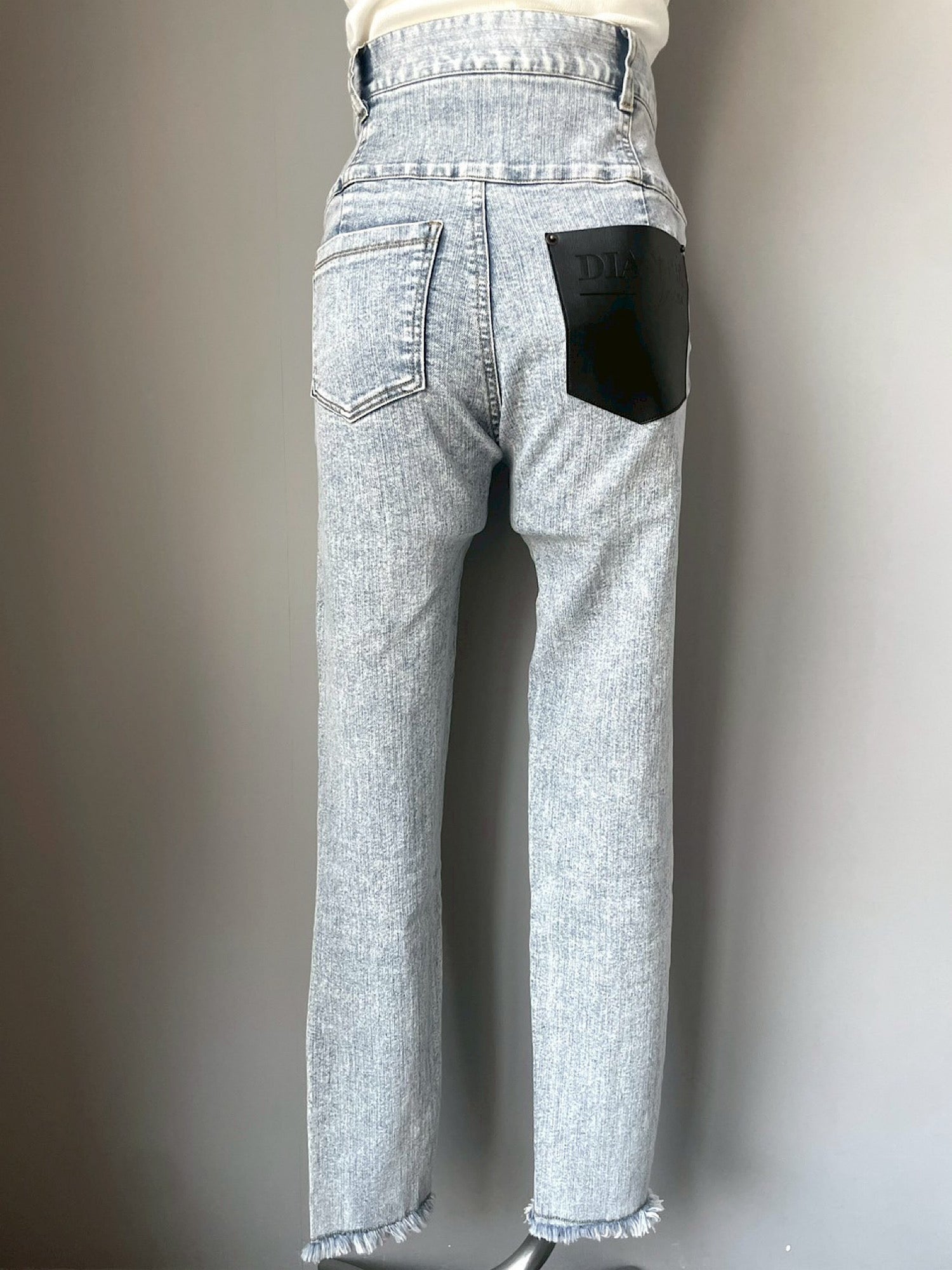 High waist damage skinny denim