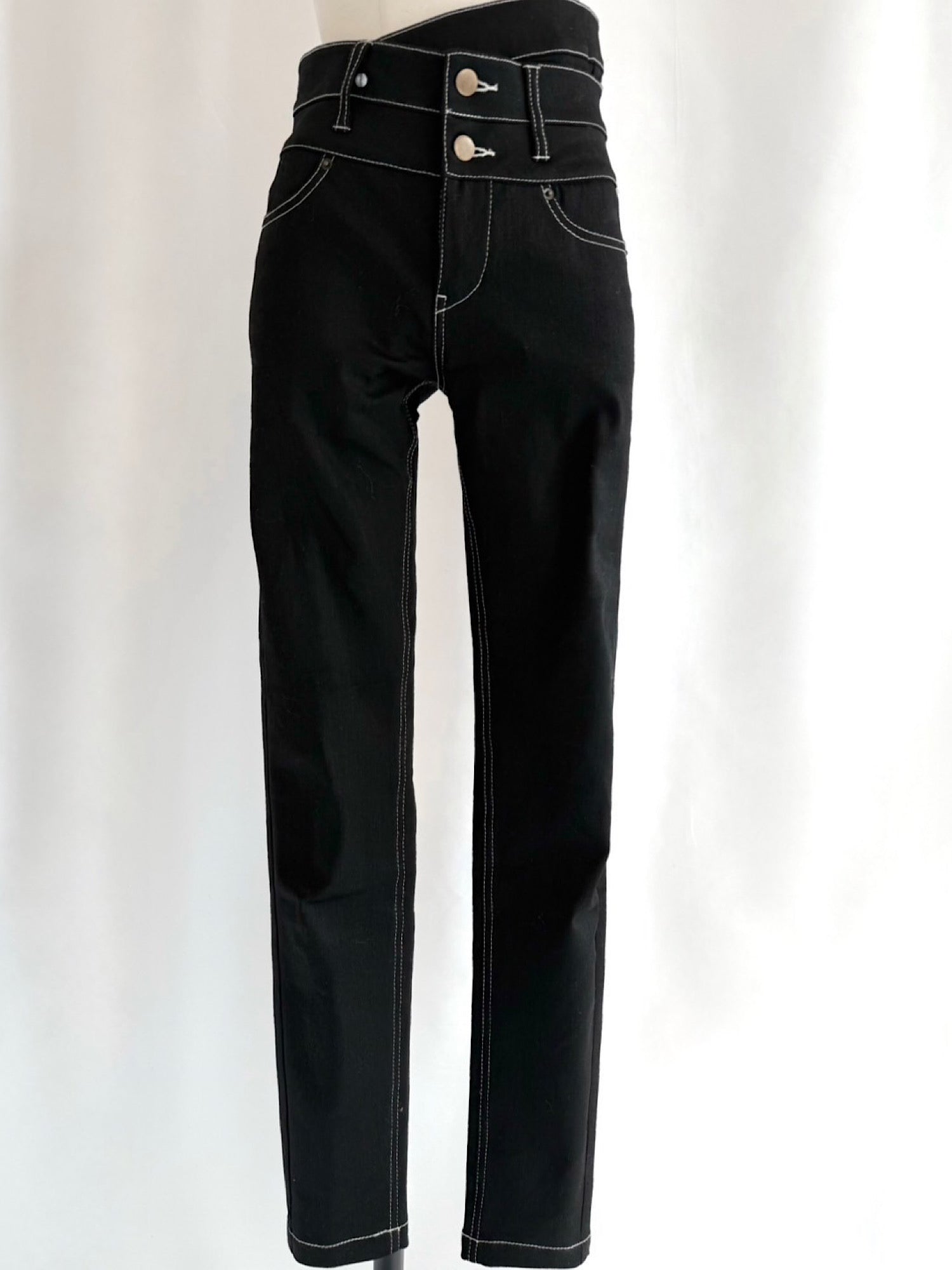 High waist layered skinny denim(BLK S5月下旬発送予定)