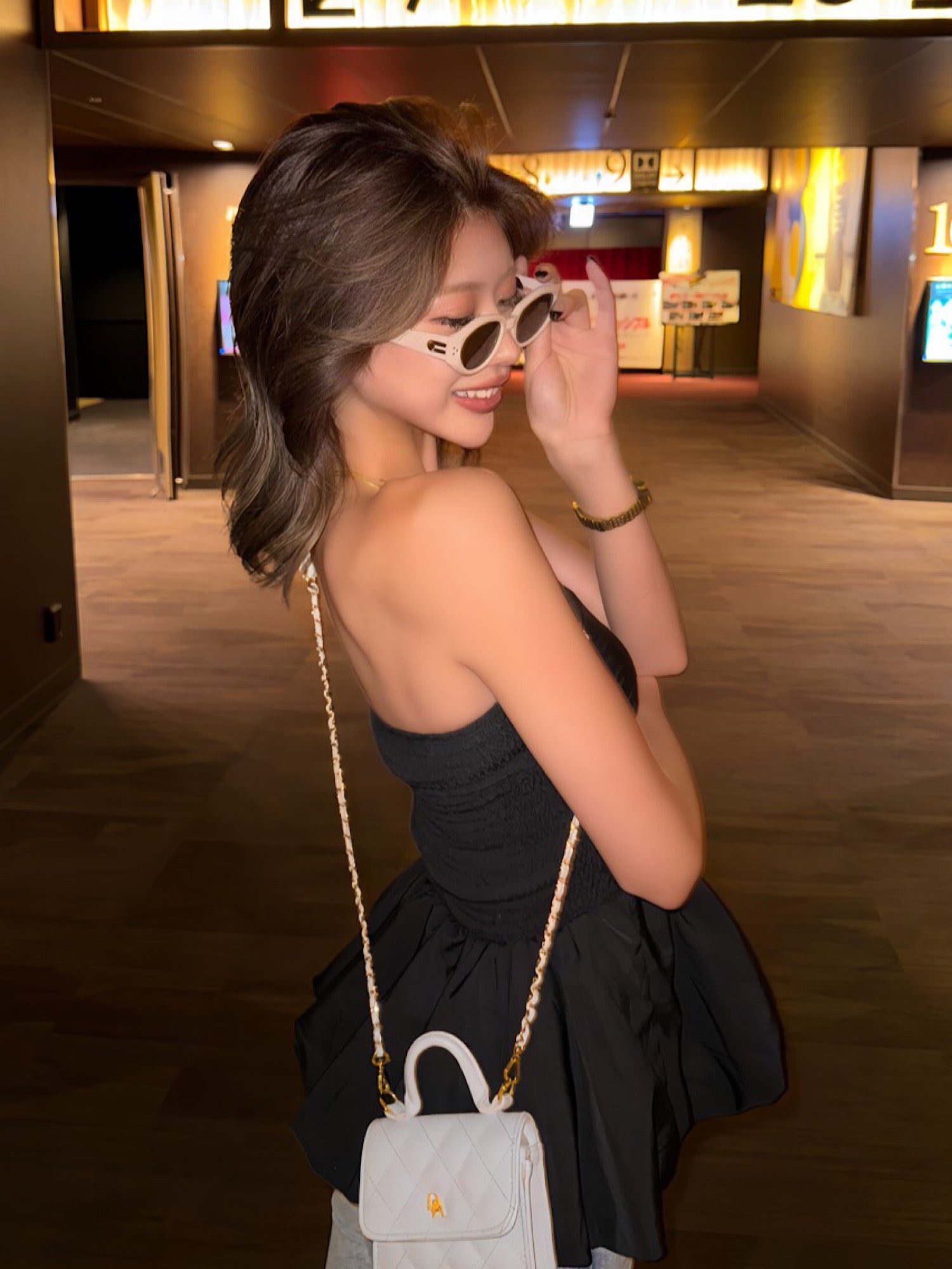 Quilted leather logo mini bag