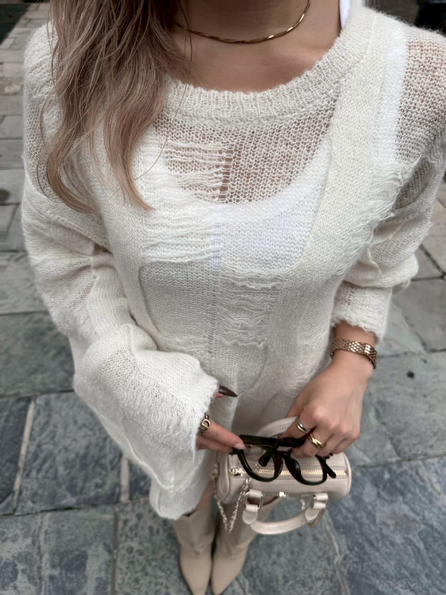 Mohair blend loose knit