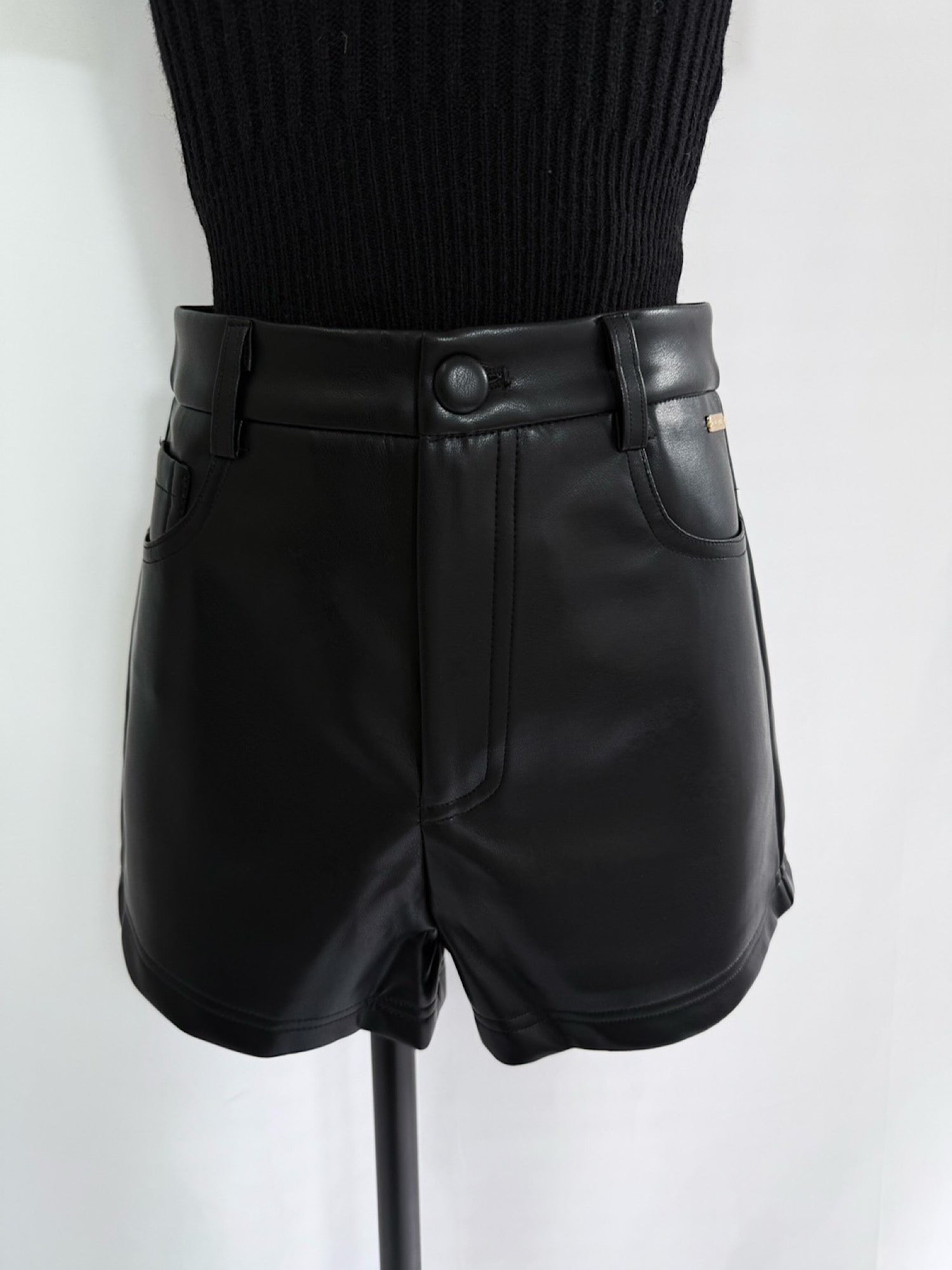 Eco leather minimal shorts