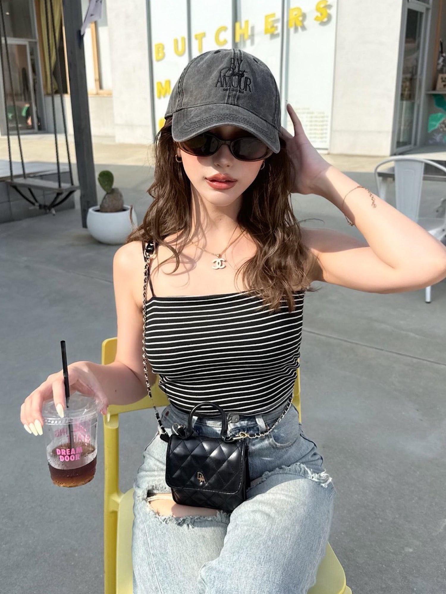 Cropped camisole with inner bra