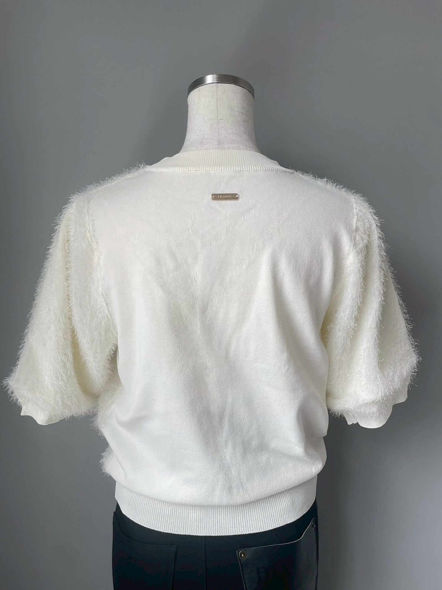 Sheer jacquard half sleeve knit