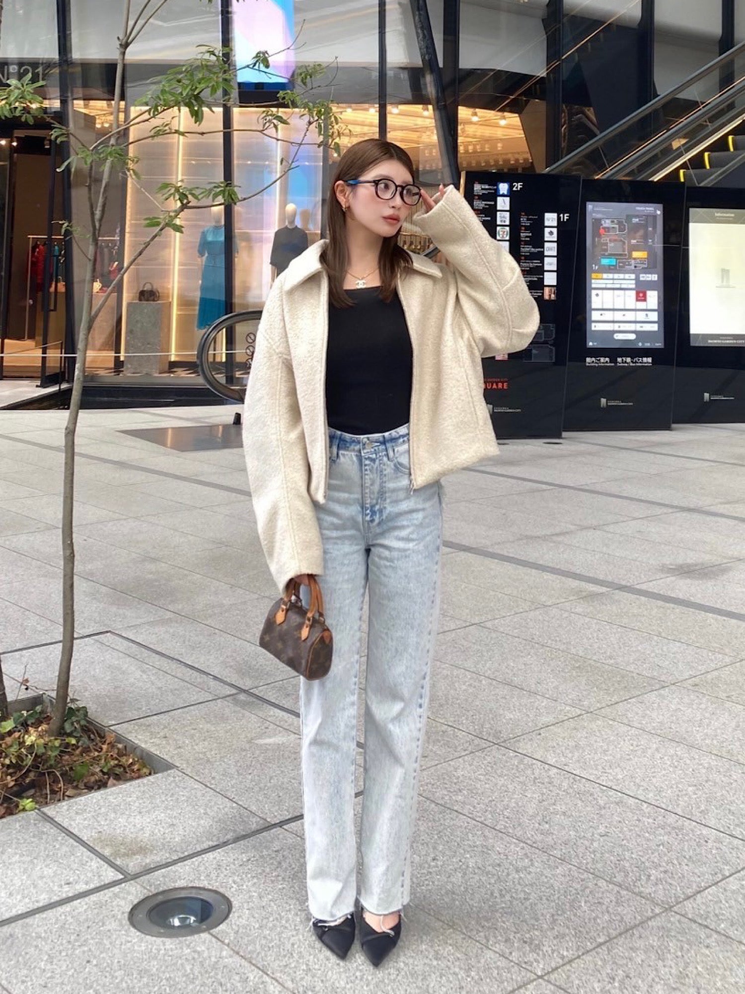 Shaggy wool short blouson