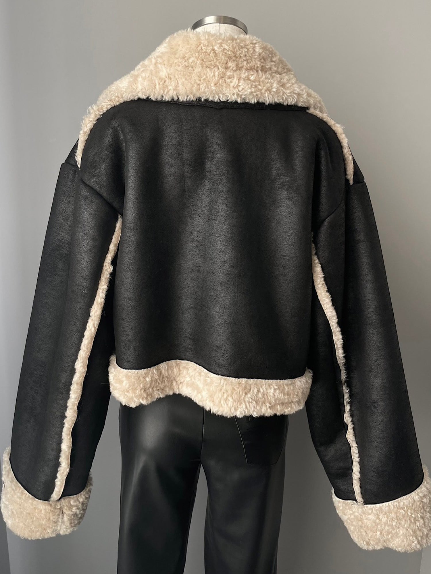 Cropped boa mouton jacket