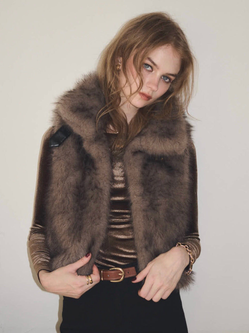 【予約】Premium eco fur belted vest (11月中旬発送予定)