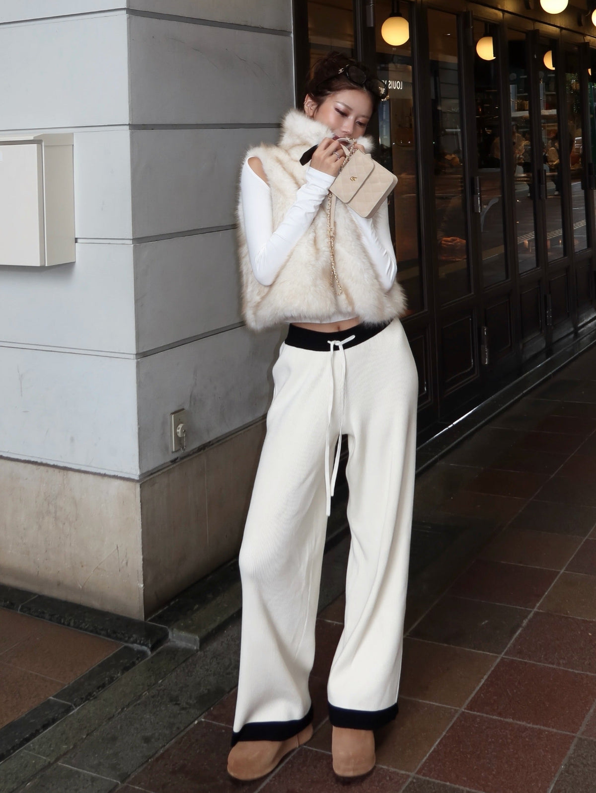 【予約】Premium eco fur belted vest (11月中旬発送予定)