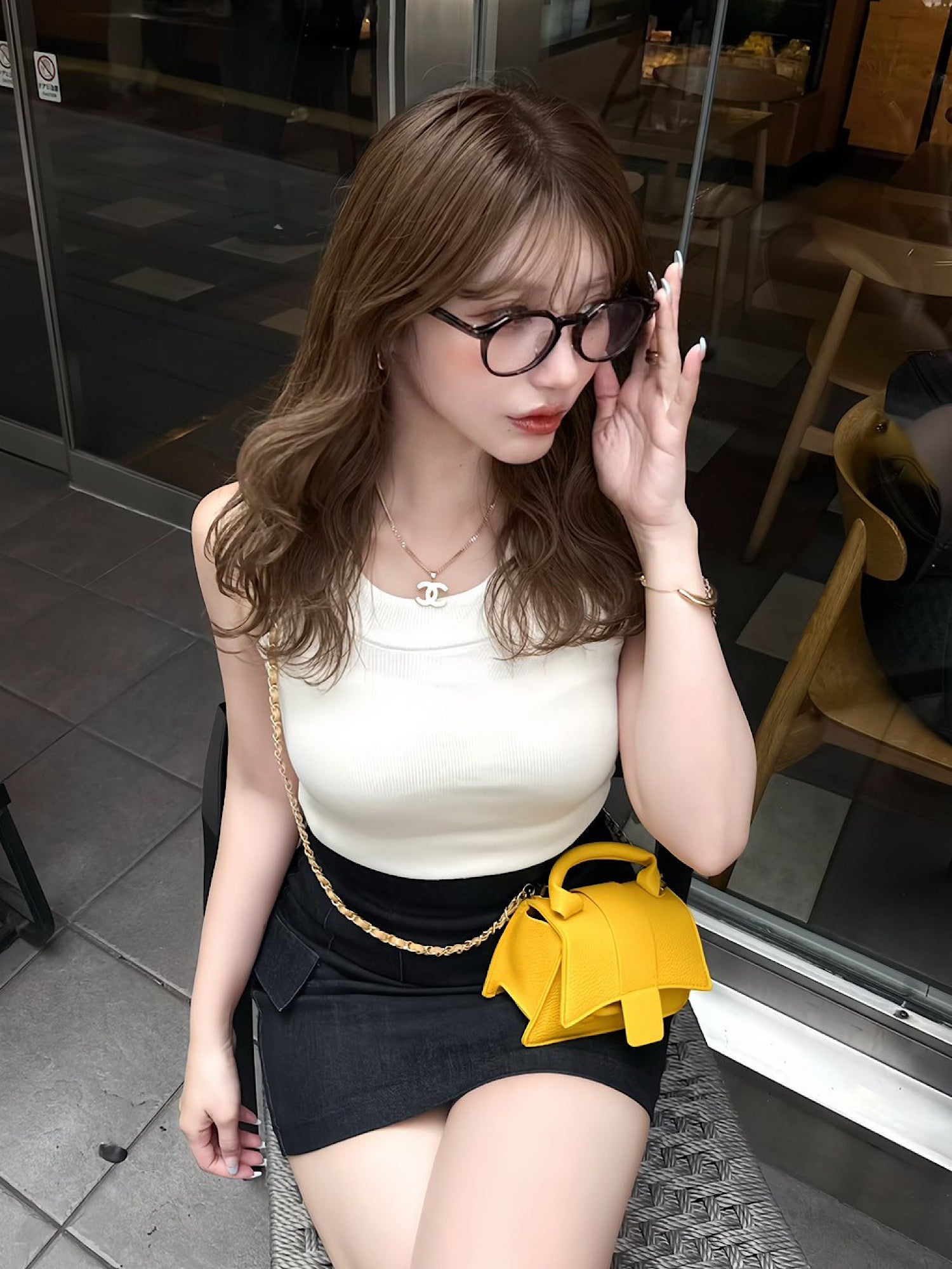 Denim high waist mini skirt