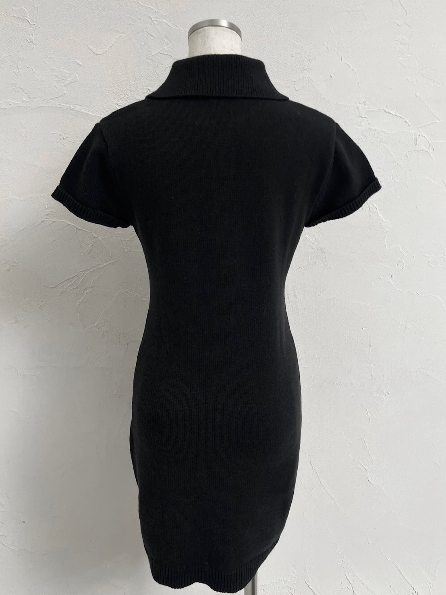 Metal button knit mini dress