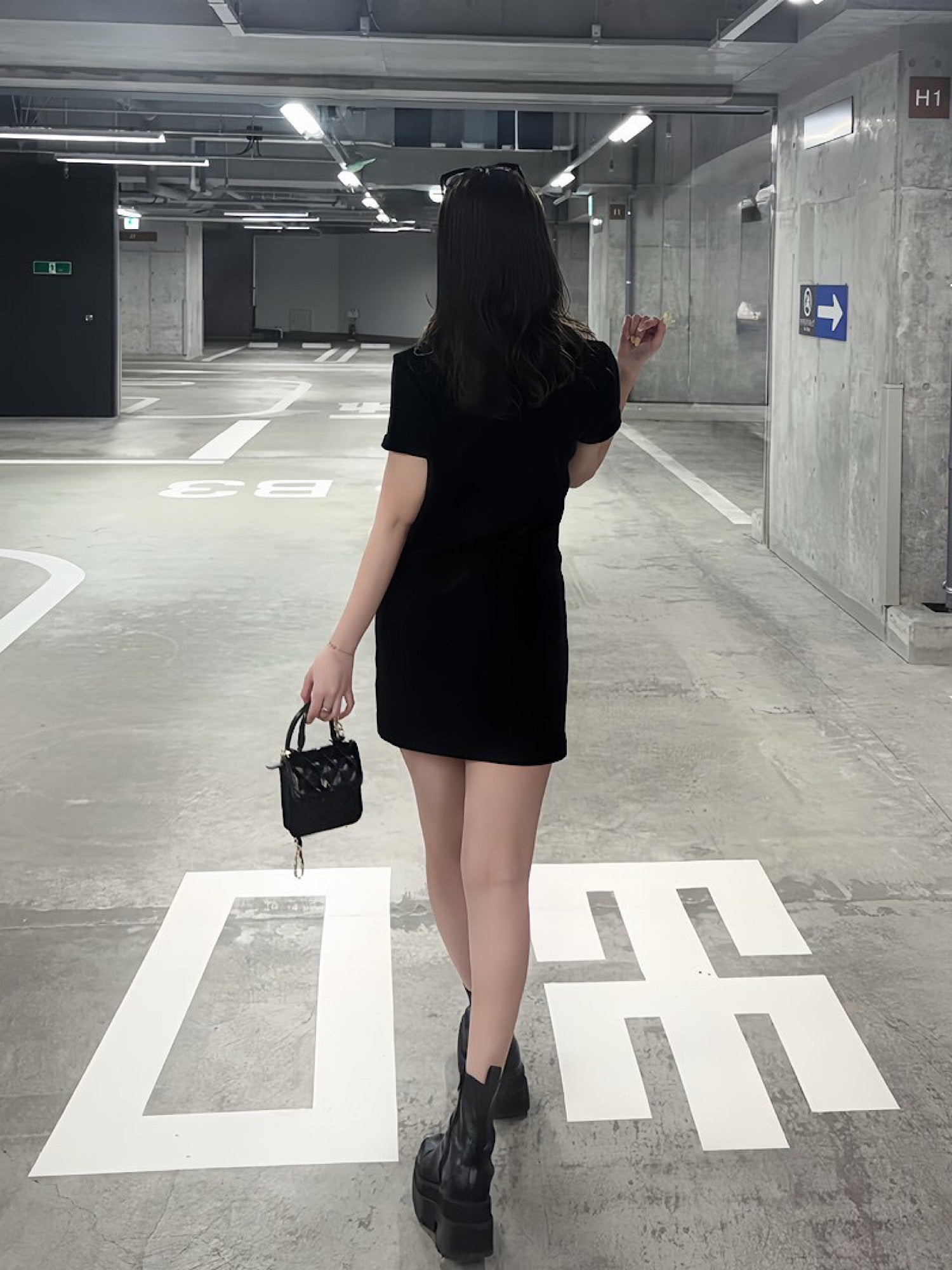 Metal button knit mini dress