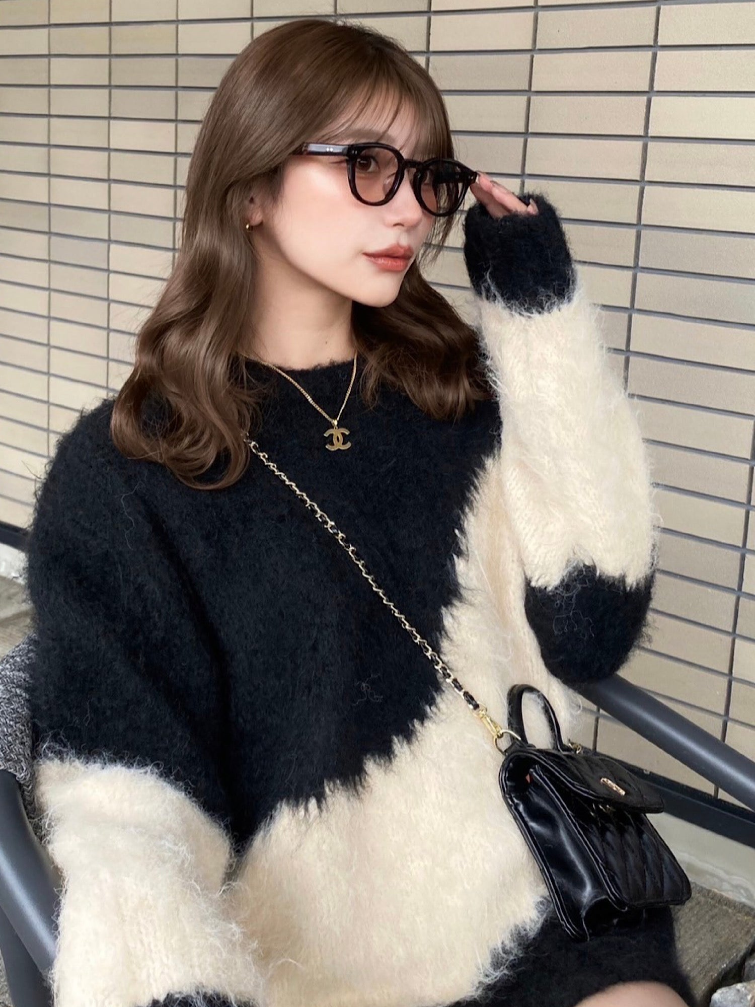 Quilted leather logo mini bag