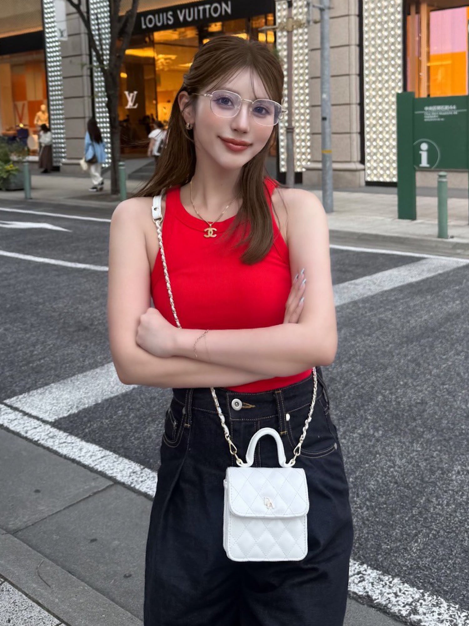 Quilted leather logo mini bag