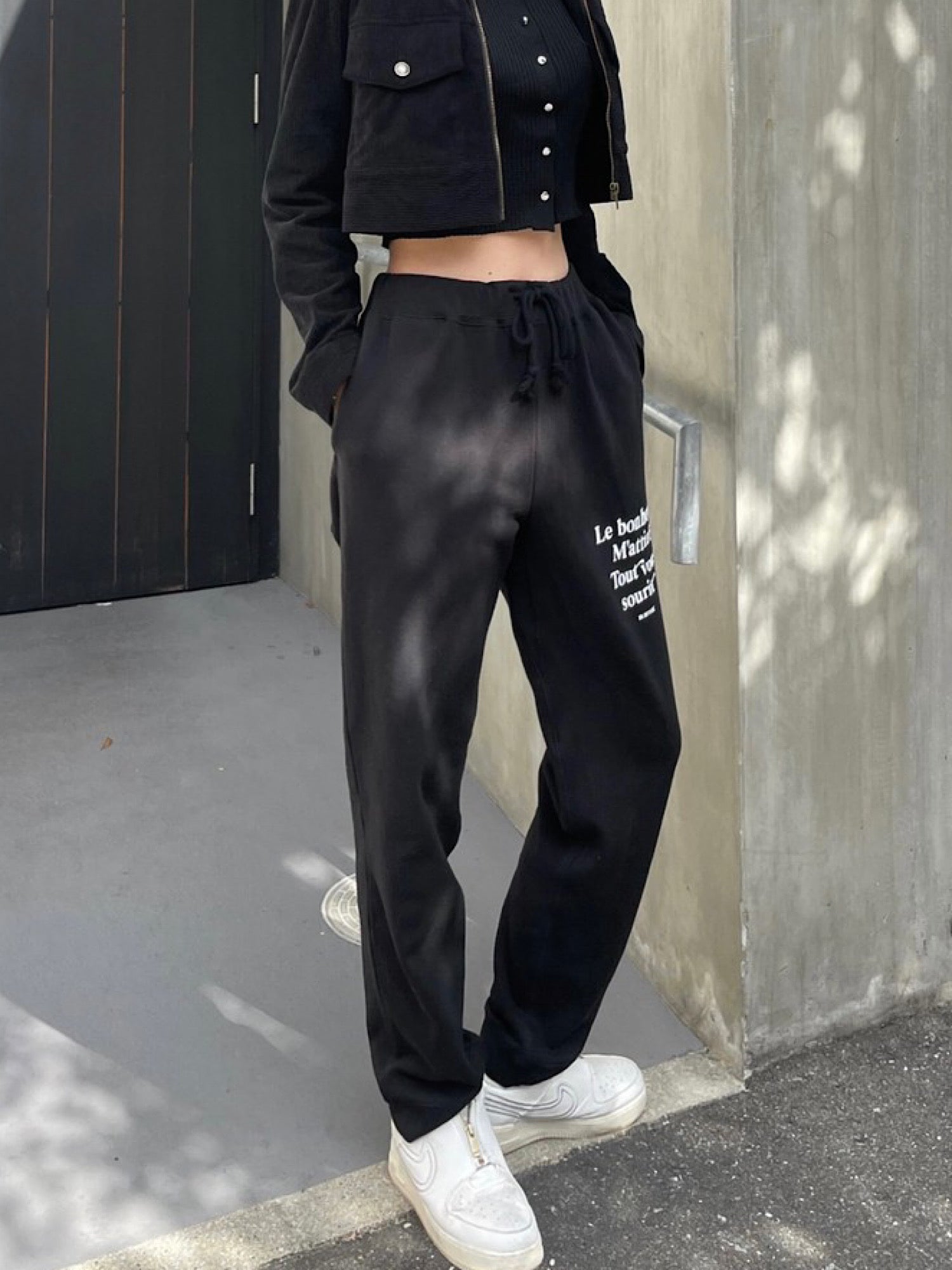 Message print sweat pants