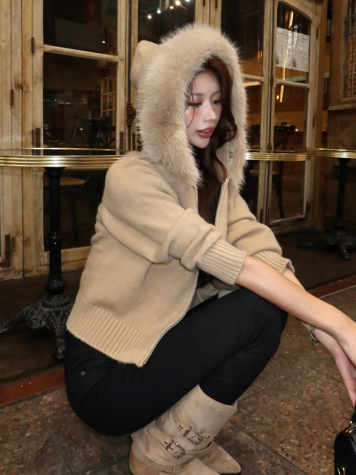 【予約】Volume fur ZIPUP knit hoodie(11月上旬発送予定)
