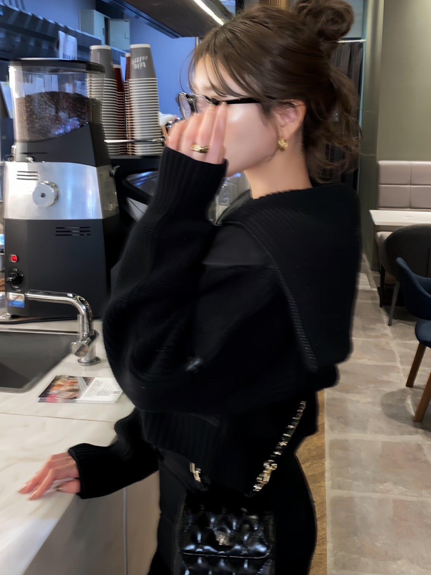 Quilted leather logo mini bag