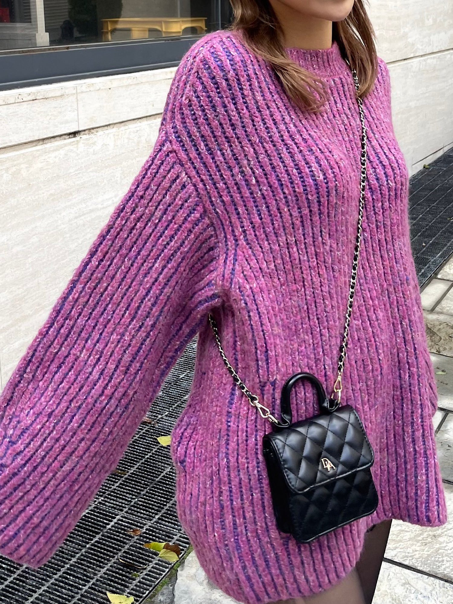 Melange stripe loose knit
