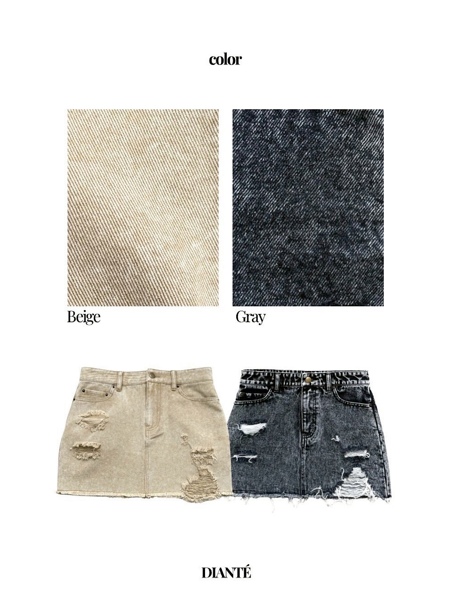 Chemical wash denim mini skirt(SET UP着用可)